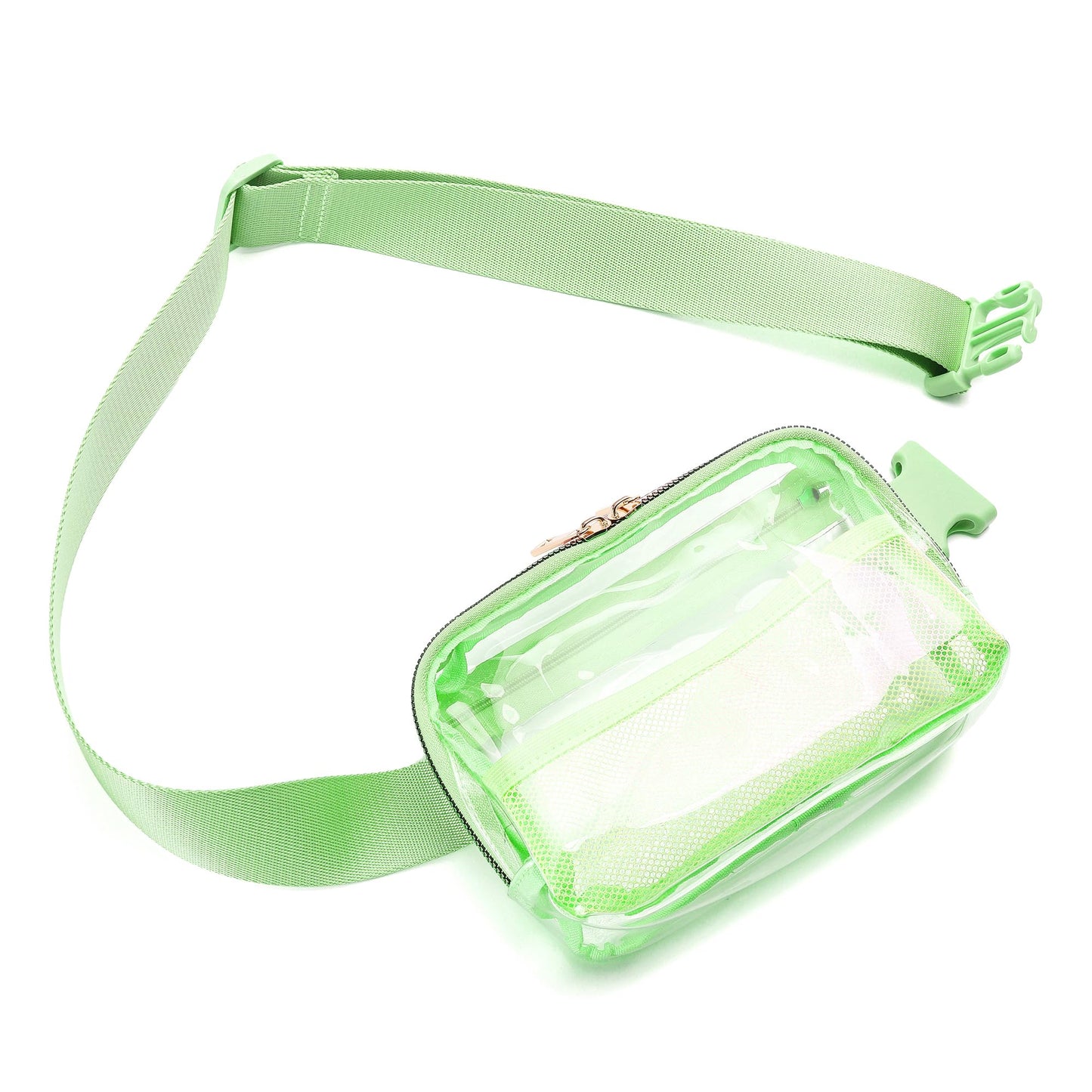 Riñonera Transparente con Correa Ajustable Verde Brillante para Mujeres y Hombres