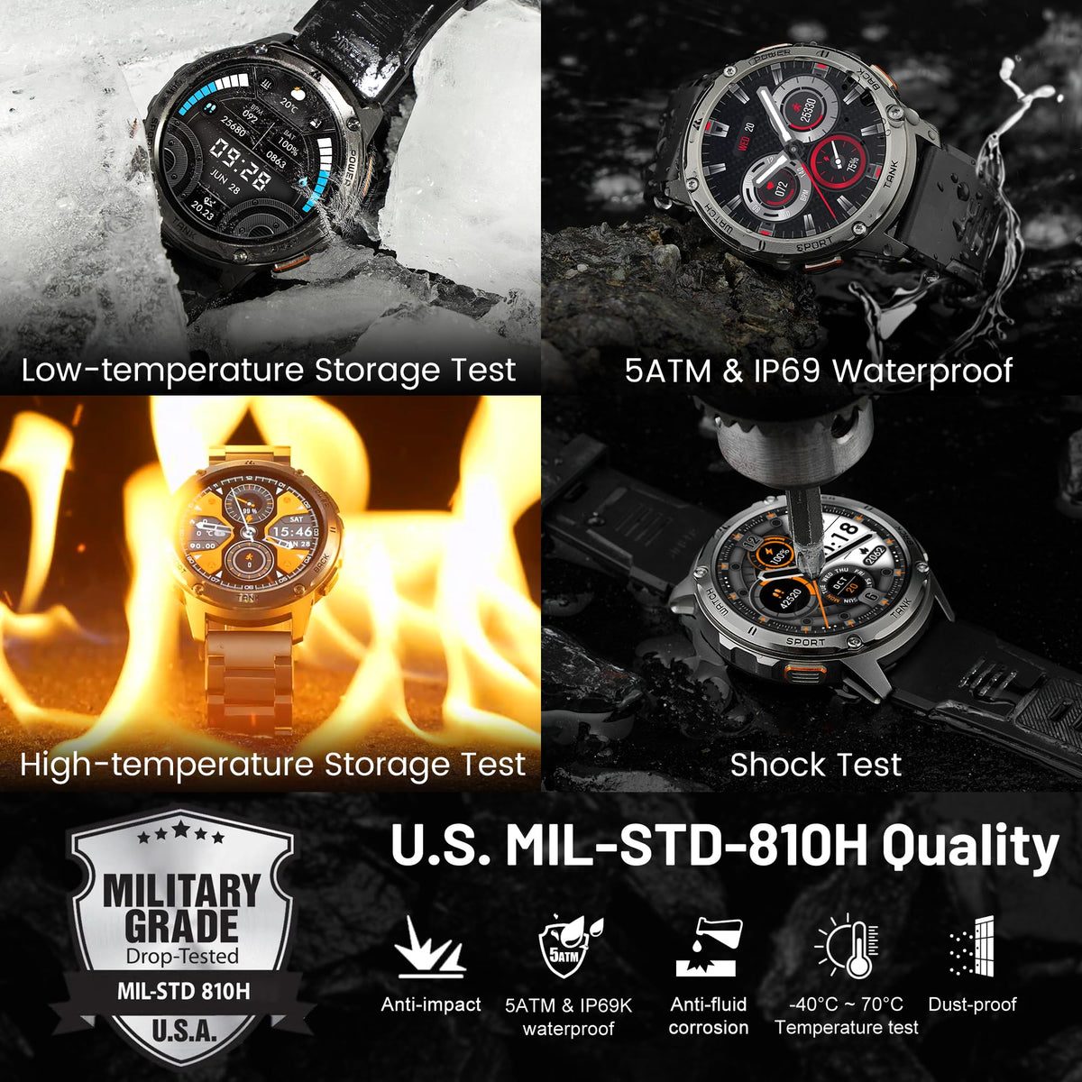 Reloj Inteligente KOSPET Negro AMOLED para Hombre con Llamadas Bluetooth y Monitor de Salud