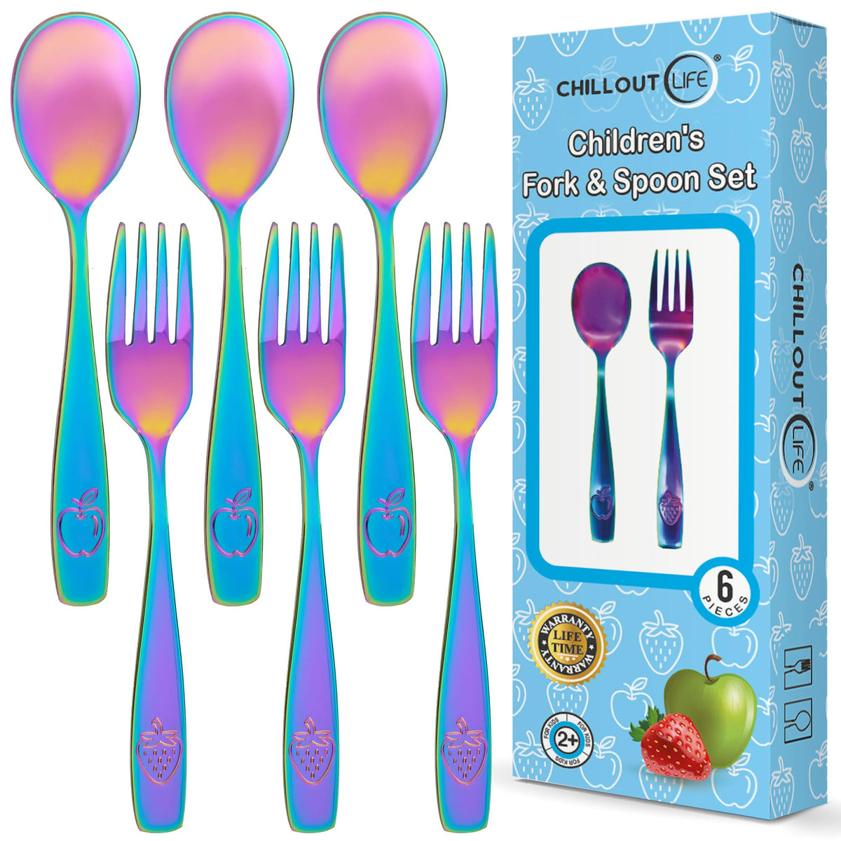 Juego de Cubiertos de Acero Inoxidable para Niños - Cubiertos Seguros para Niños y Pequeños - Juego de Utensilios para Niños - Juego de Cubiertos de Metal para Niños (Incluye 3 Cucharas Pequeñas para