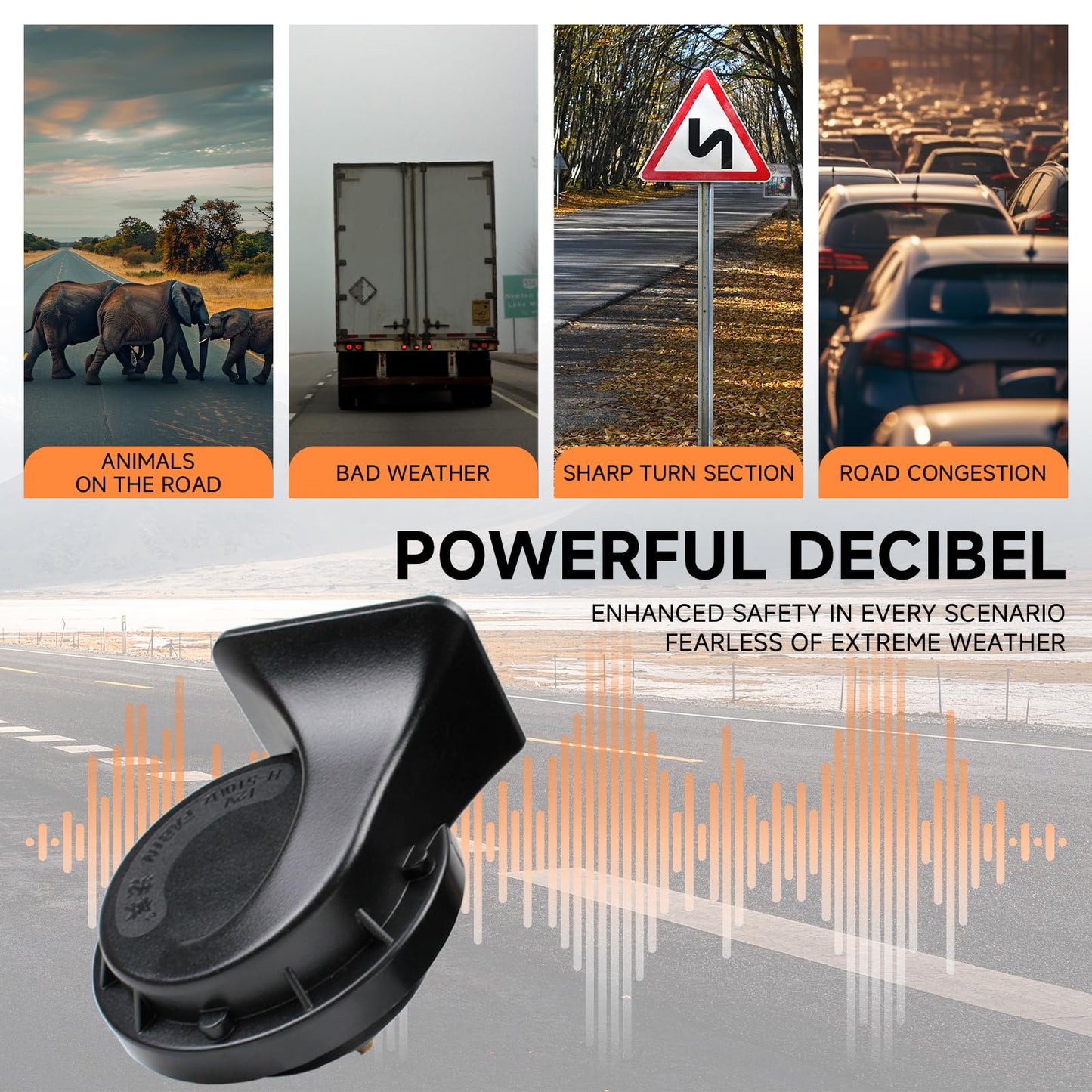 FARBIN - Bocina compacta de 12 V para coche, tono alto, 510 Hz, impermeable, universal para cualquier vehículo (un solo tono alto, 12 V)
