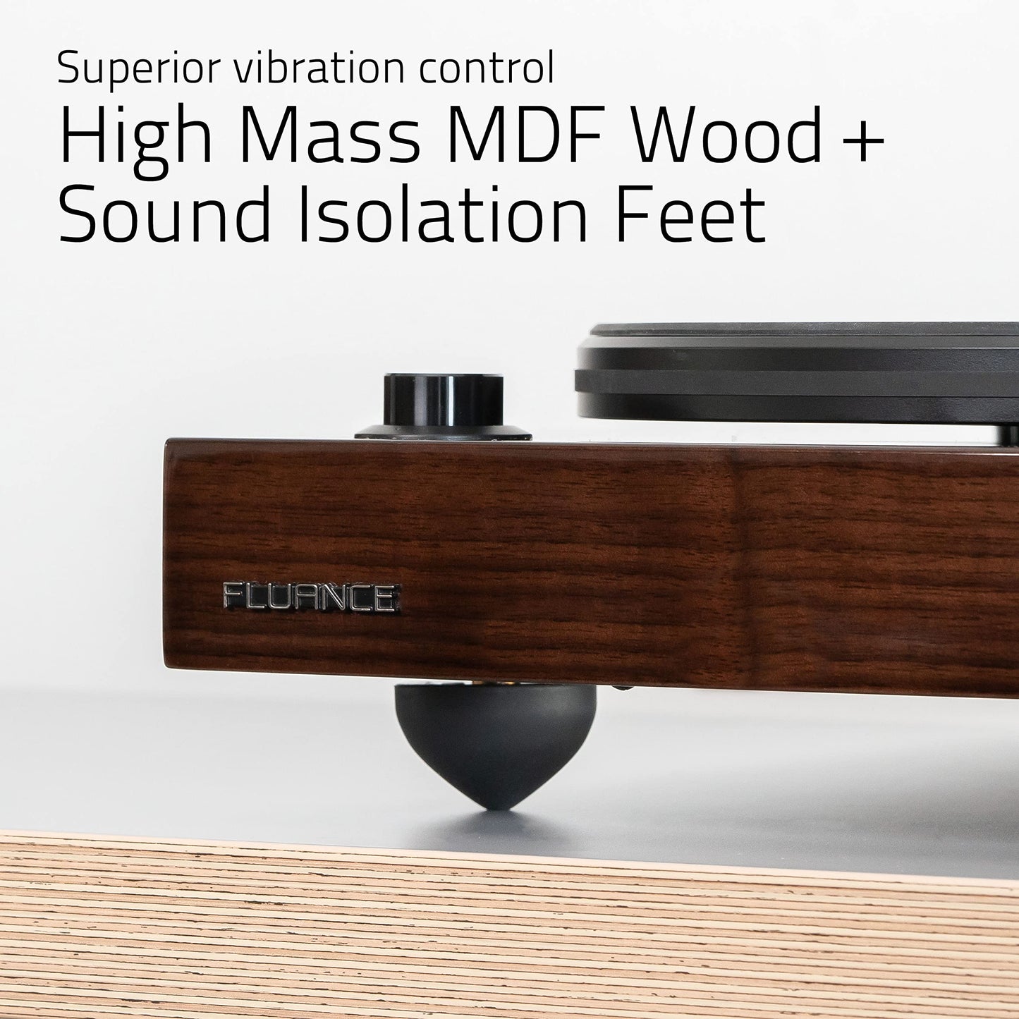 Fluance RT82 Reference High Fidelity Vinyl Turntable Record Player with Ortofon OM10 Cartridge, Speed Control Motor, Solid Wood Plinth, Vibration Isolation Feet - Walnut