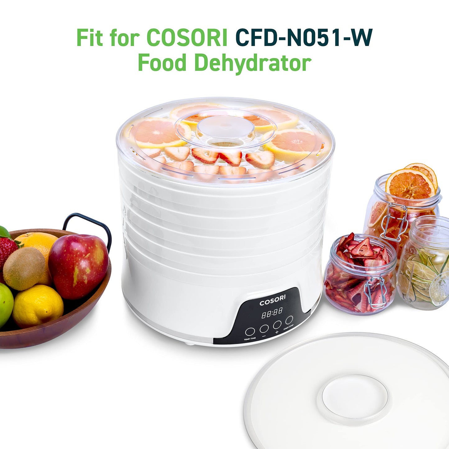 COSORI - Accesorios para deshidratadores de alimentos, hojas de piel de frutas para 5 bandejas CFD-N051-W, sin BPA, CFD-FR051-WUS, paquete de 2