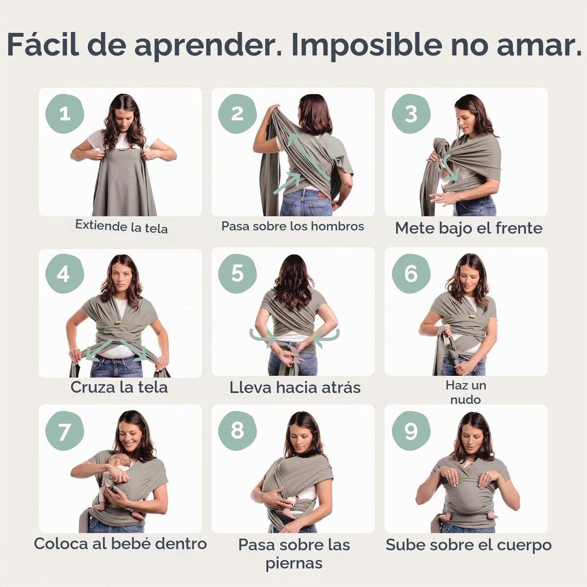 Boba Fular Elástico Portabebé Boba Wrap, para Bebés Recién Nacidos y Niños Hasta 16 Kg (Grey)