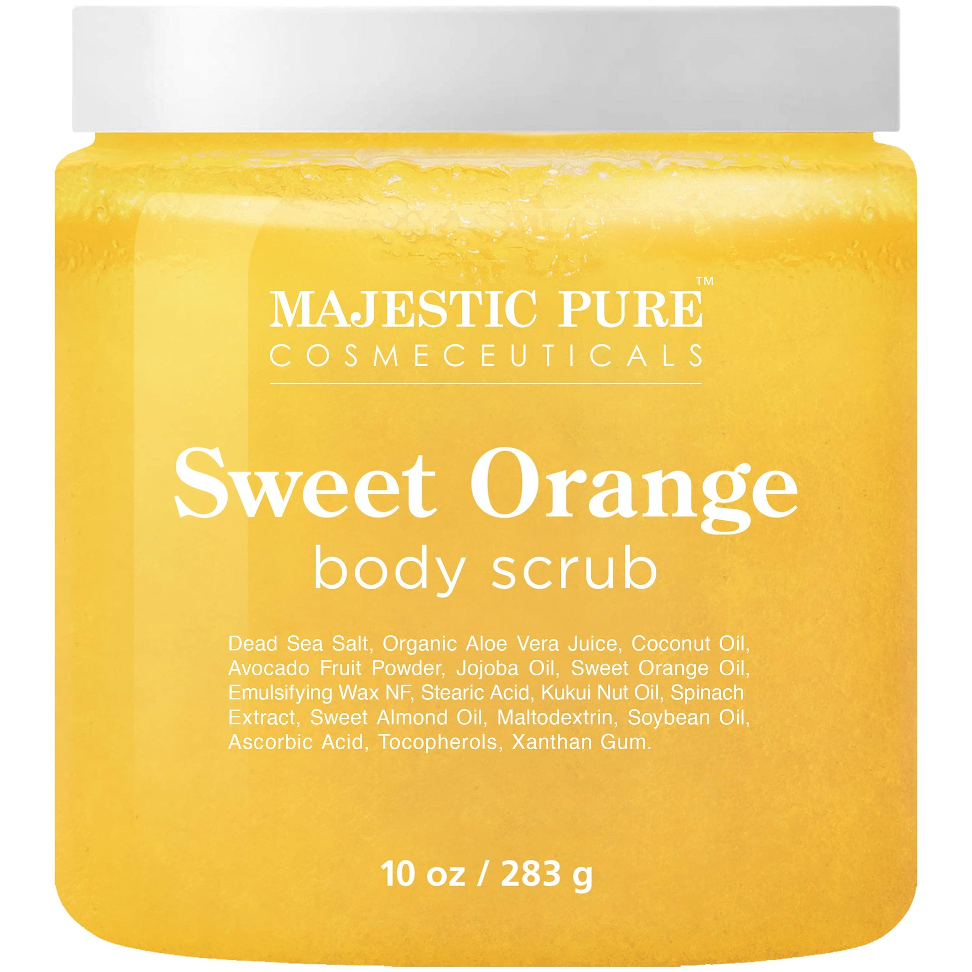 Majestic Pure Sweet Orange Body Scrub - Exfoliates, Moisturizes, and Nourishes Skin, 10 oz