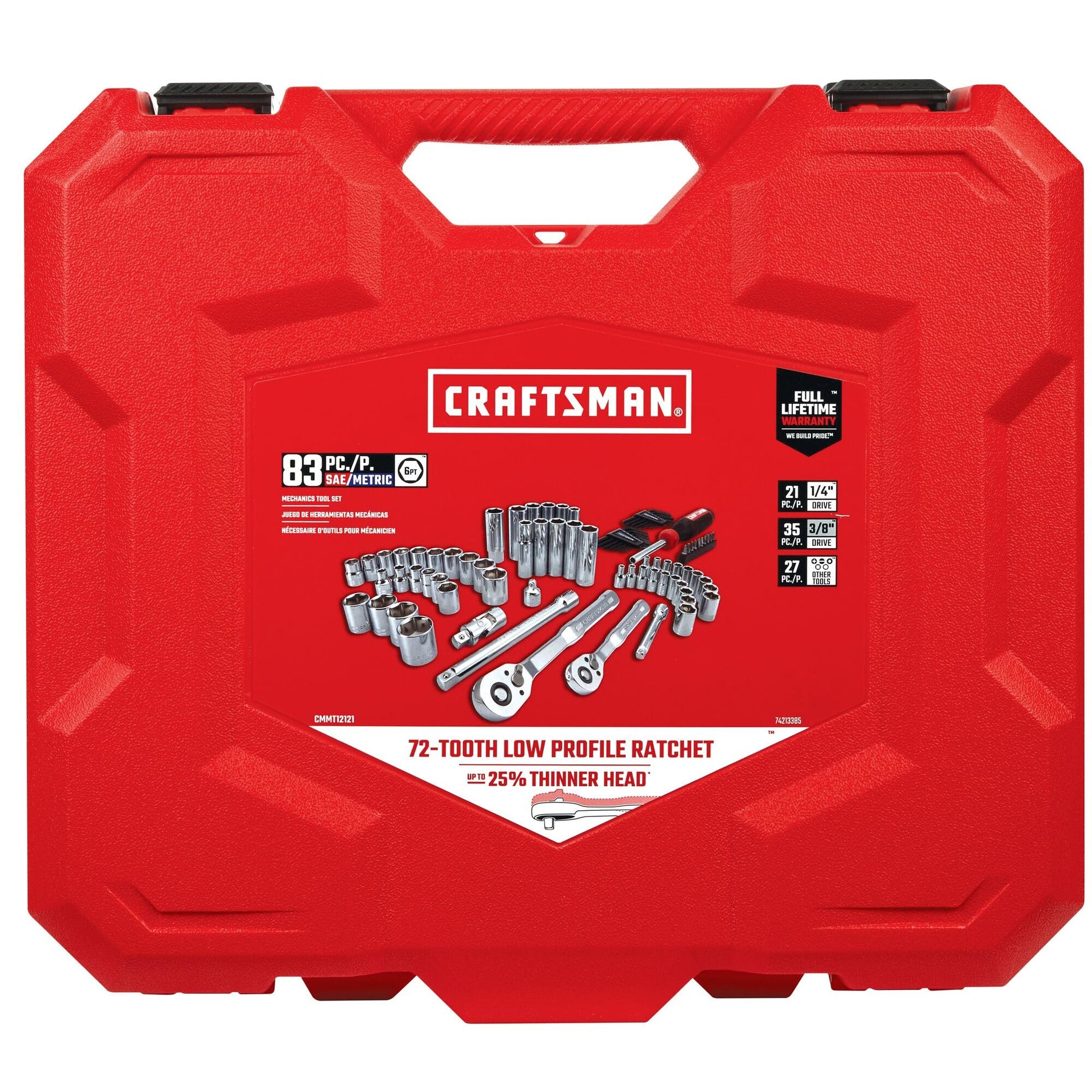 CRAFTSMAN - Juego de herramientas mecánicas, 83 piezas de herramientas manuales y zócalos SAE/métrico (CMMT12121)