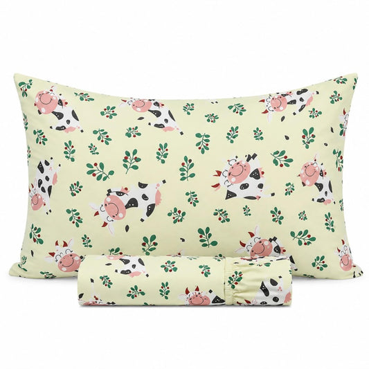 Salt Earth - Sábana bajera ajustable de 210 hilos, 100 % algodón, 210 hilos, juego de cama de 2 piezas, 1 sábana bajera y 1 funda de almohada, sábanas temáticas para niños pequeños, bonitas sábanas