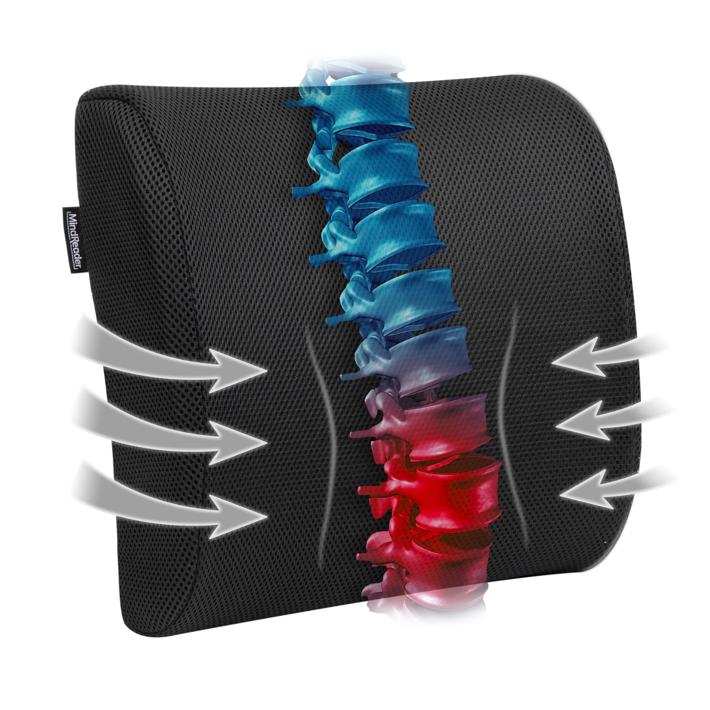 Cojín Ergonómico Mind Reader Negro con Espuma Viscoelástica para Silla de Oficina
