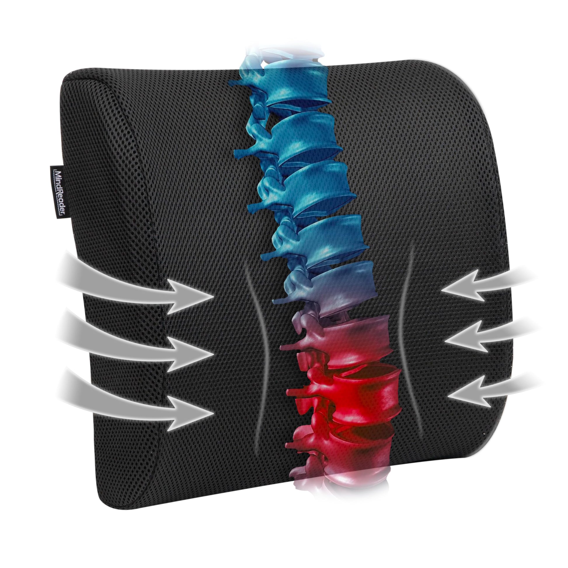 Cojín Ergonómico Mind Reader Negro con Espuma Viscoelástica para Silla de Oficina