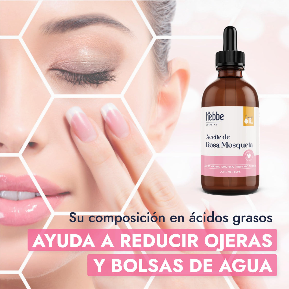 Hebbe - Kit Aceites Rosa Mosqueta Jojoba Karité | Antiedad | Líneas de Expresión | Equilibra Sebo | Regenera Piel