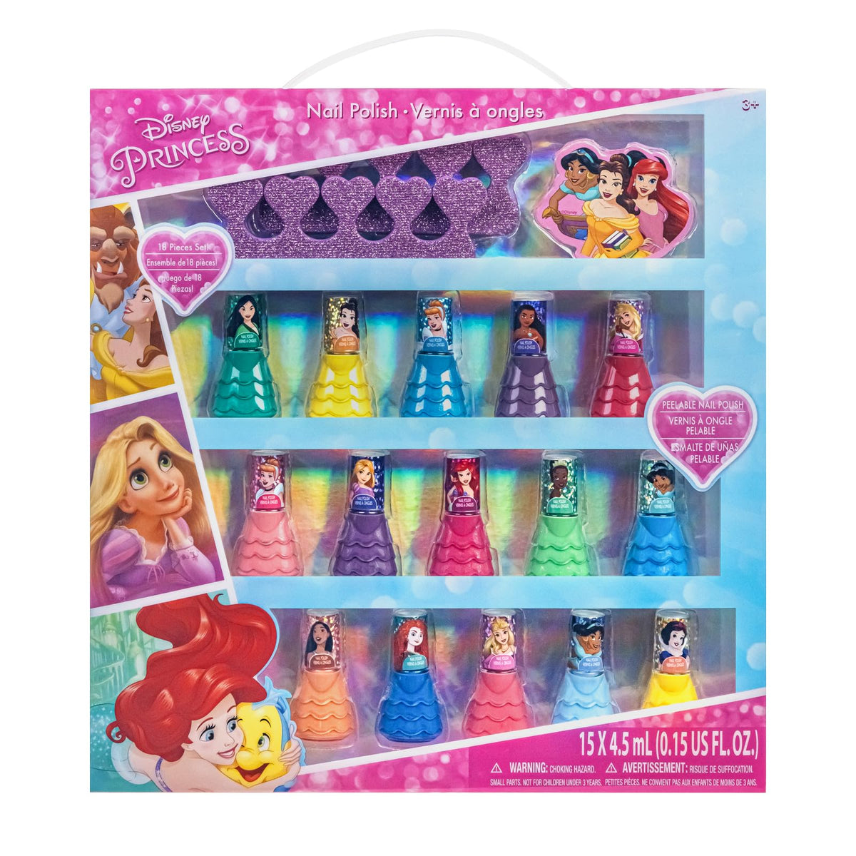 Disney Princess Esmalte al Agua 15 pzas Fácil de Quitar para Niñas