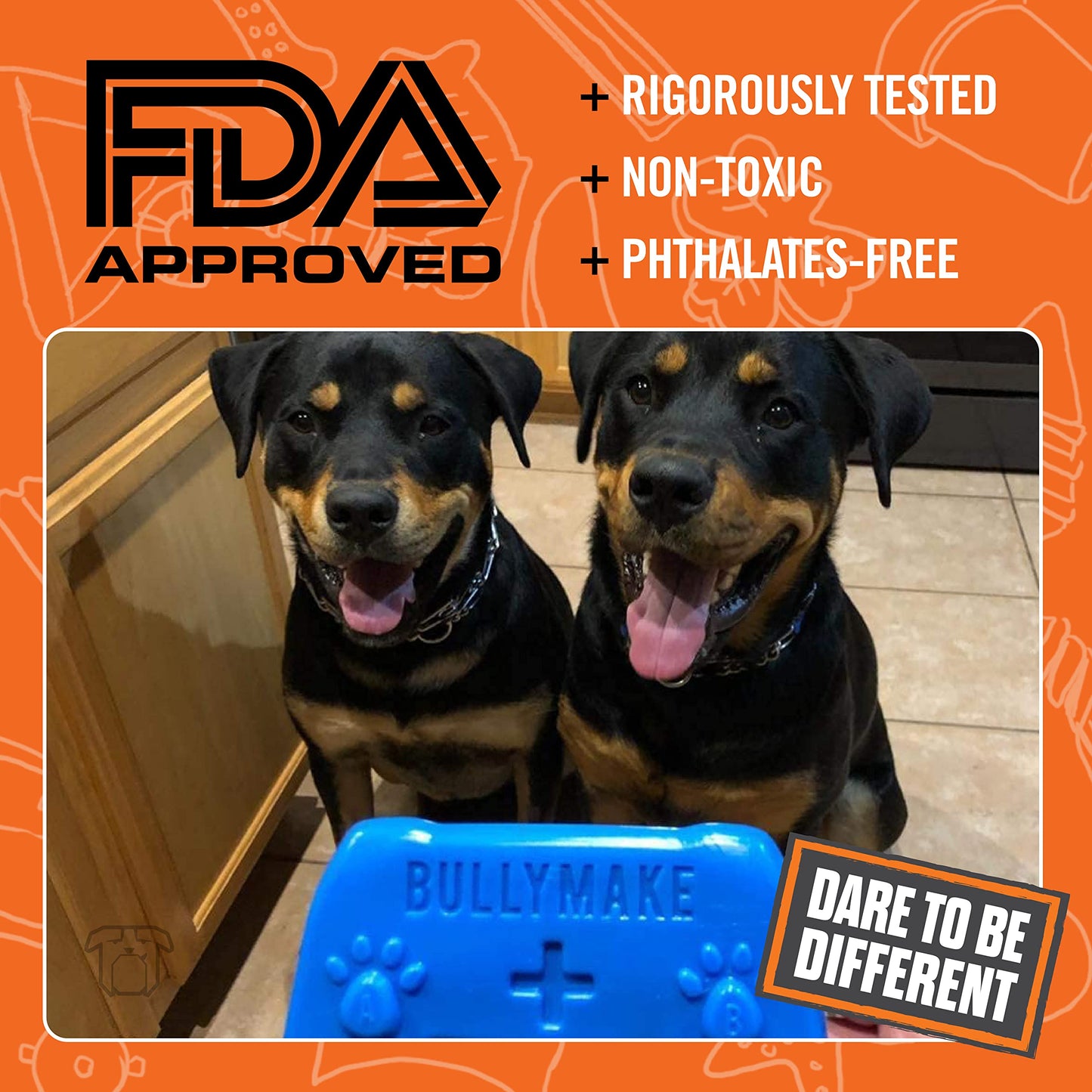 BULLYMAKE Juguete para Masticar con Controlador de Nailon para Perros, Juguete Duradero para masticadores agresivos, Fabricado en Estados Unidos