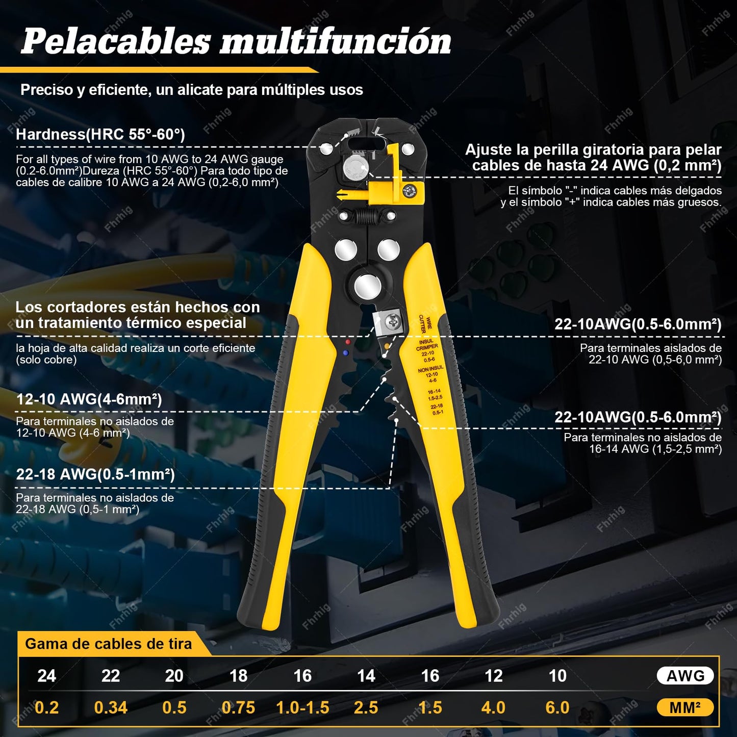 Juego de Crimpadora 2230pcs de Alambre, Fhrhig Terminal para Cable Eléctrico, Multifuncional Pinza Pelacable, Herramienta Electricista Carraca Autoajustable de Ferrules Alicates, 0.25-10 mm², AWG 23-7