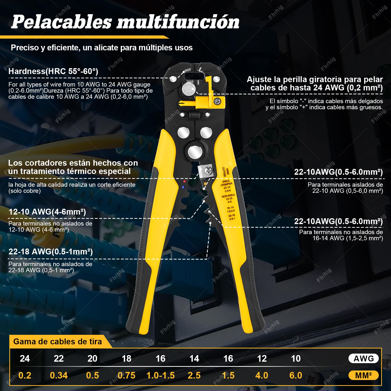 Juego de Crimpadora 2230pcs de Alambre, Fhrhig Terminal para Cable Eléctrico, Multifuncional Pinza Pelacable, Herramienta Electricista Carraca Autoajustable de Ferrules Alicates, 0.25-10 mm², AWG 23-7
