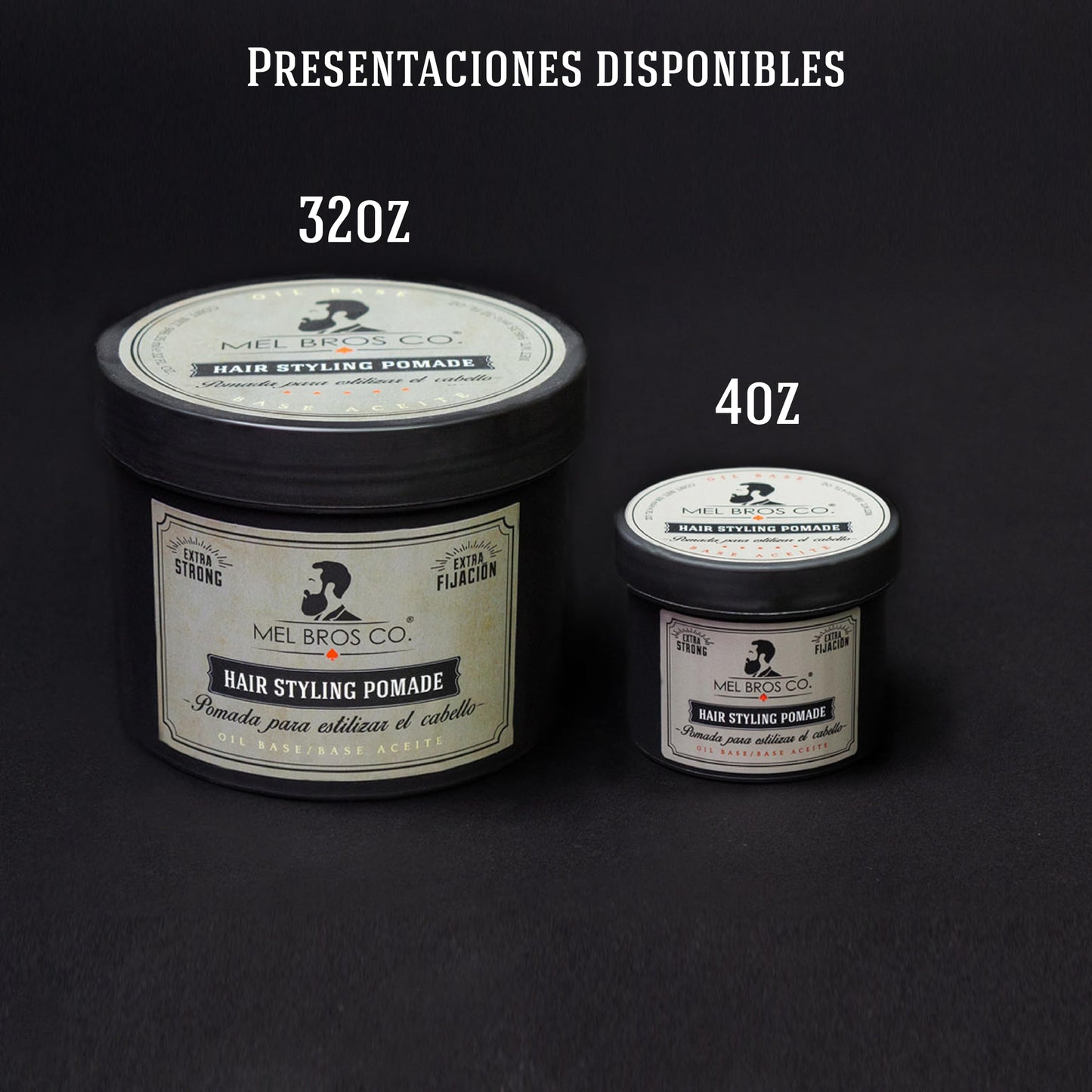 Mel Bros Co. - Hair Styling Pomade - Pomada para Estilizar El Cabello Base Aceite - Extra Fijación (32 Oz)