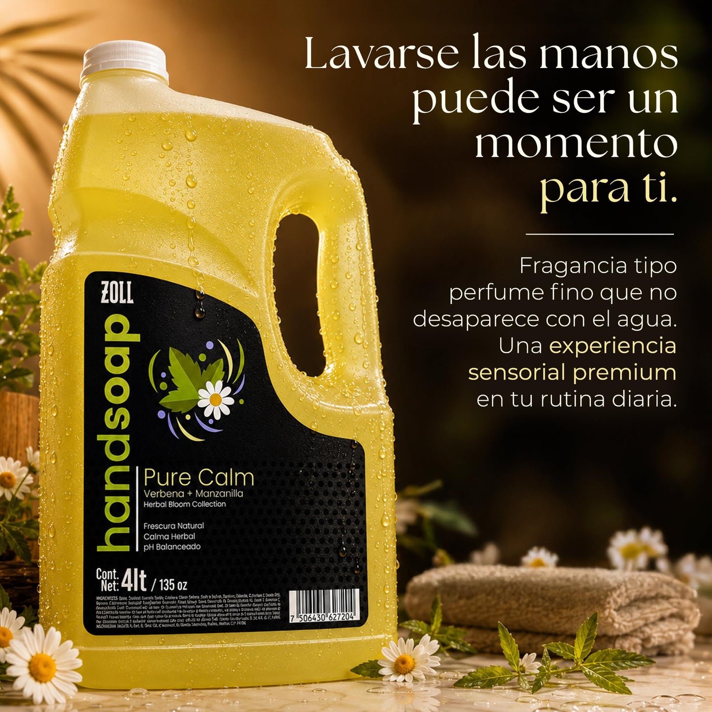 ZOLL Jabón Líquido para Manos - Pure Calm Verbena y Manzanilla - Fragancia Premium Tipo Perfume - Larga Duración - Fórmula Espumante Hidratante - Limpieza Sofisticada para Uso Diario