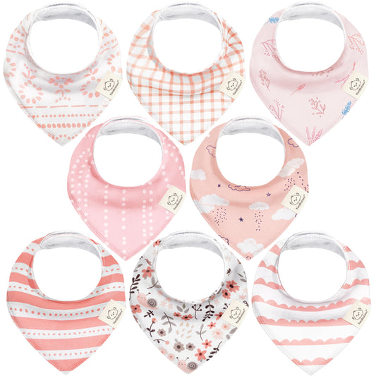 Baberos Triangulares Orgánicos Dulce Encanto para Niñas, Súper Absorbentes y Extra Suaves para Bebés 100% Algodón