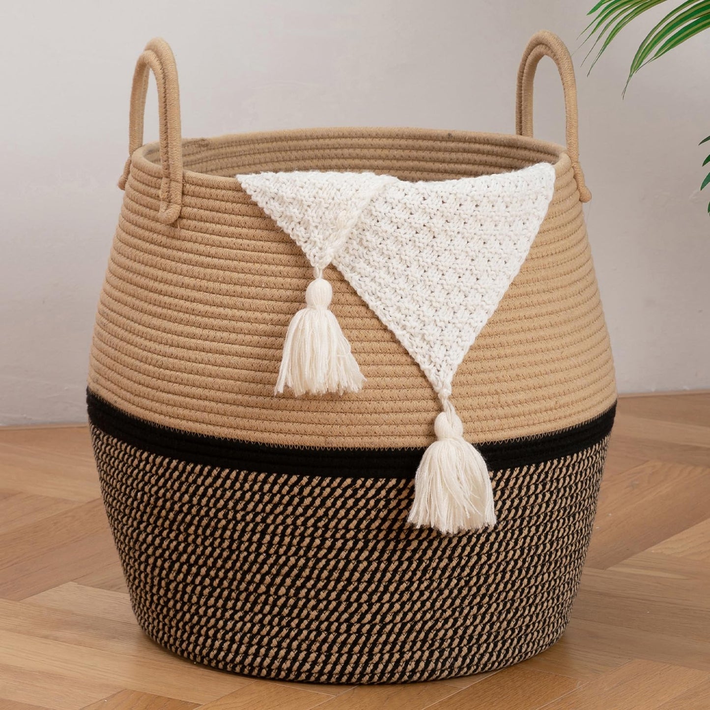 OIAHOMY Cesta para Mantas de 60L con Asa, Cesta de Almacenamiento para Sala de Estar, Cesta de Lavandería para Ropa, Toallas, Almohadas, Almacenamiento de Juguetes para Niños y Perros, Cesta de Bebé