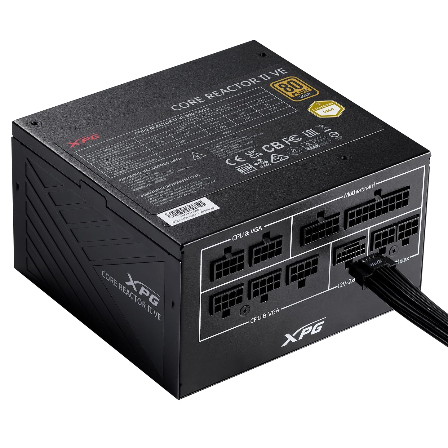 XPG Core Reactor II VE, Negro, 80 Plus Gold PSU, 750W, FDB 120mm, 140x150x86mm, ATX 3.1 / EPS v2.92