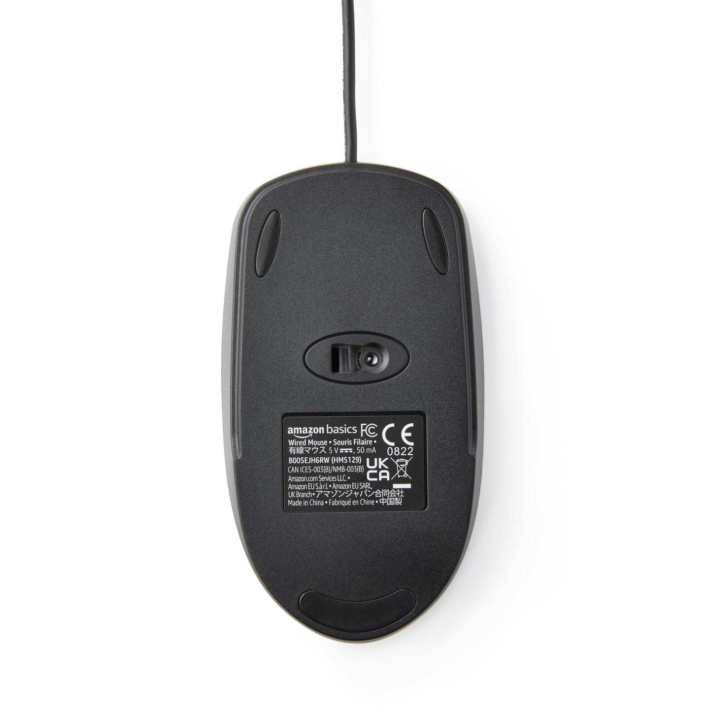 Ratón USB Amazon Basics Negro con Cable de 3 Botones
