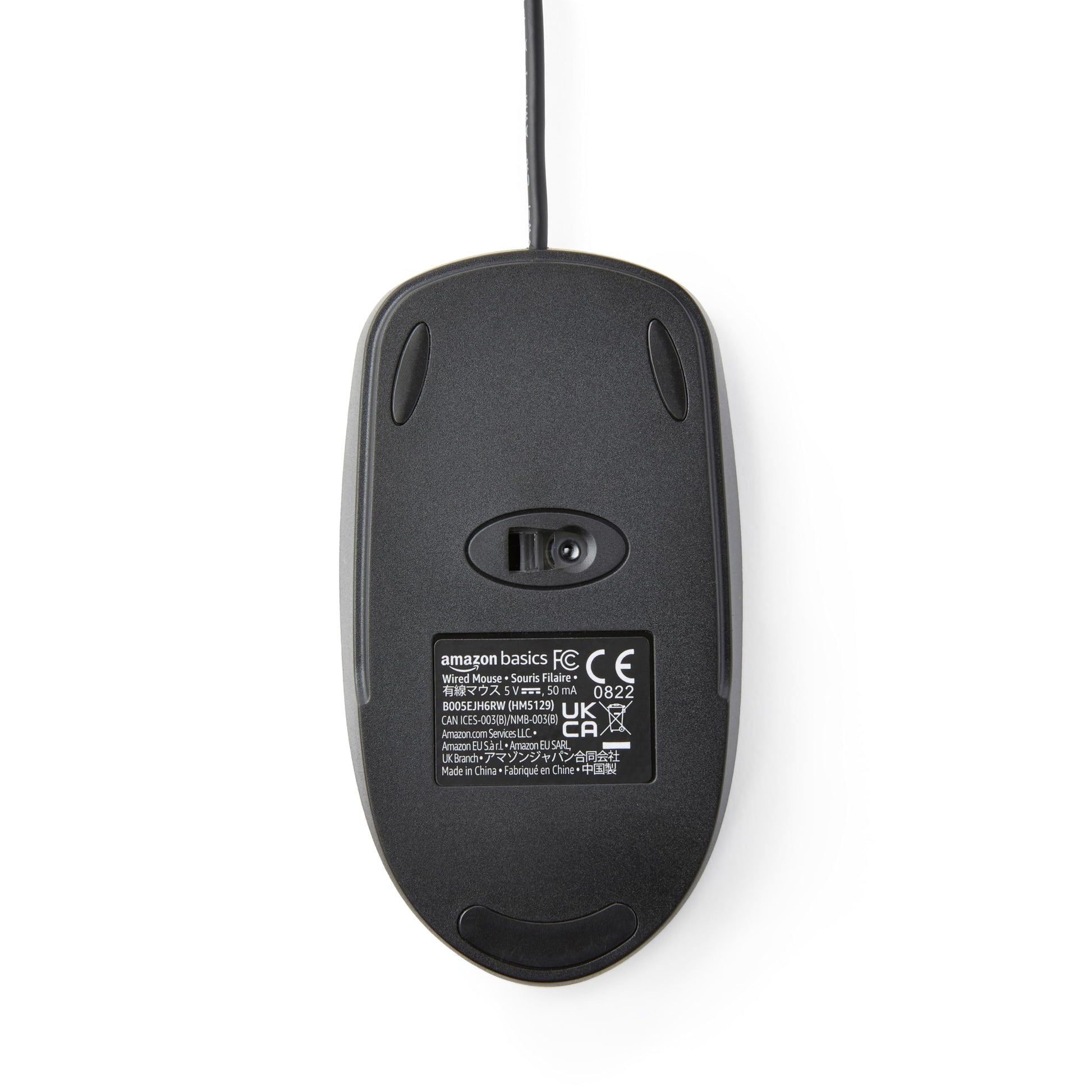 Ratón USB Amazon Basics Negro con Cable de 3 Botones