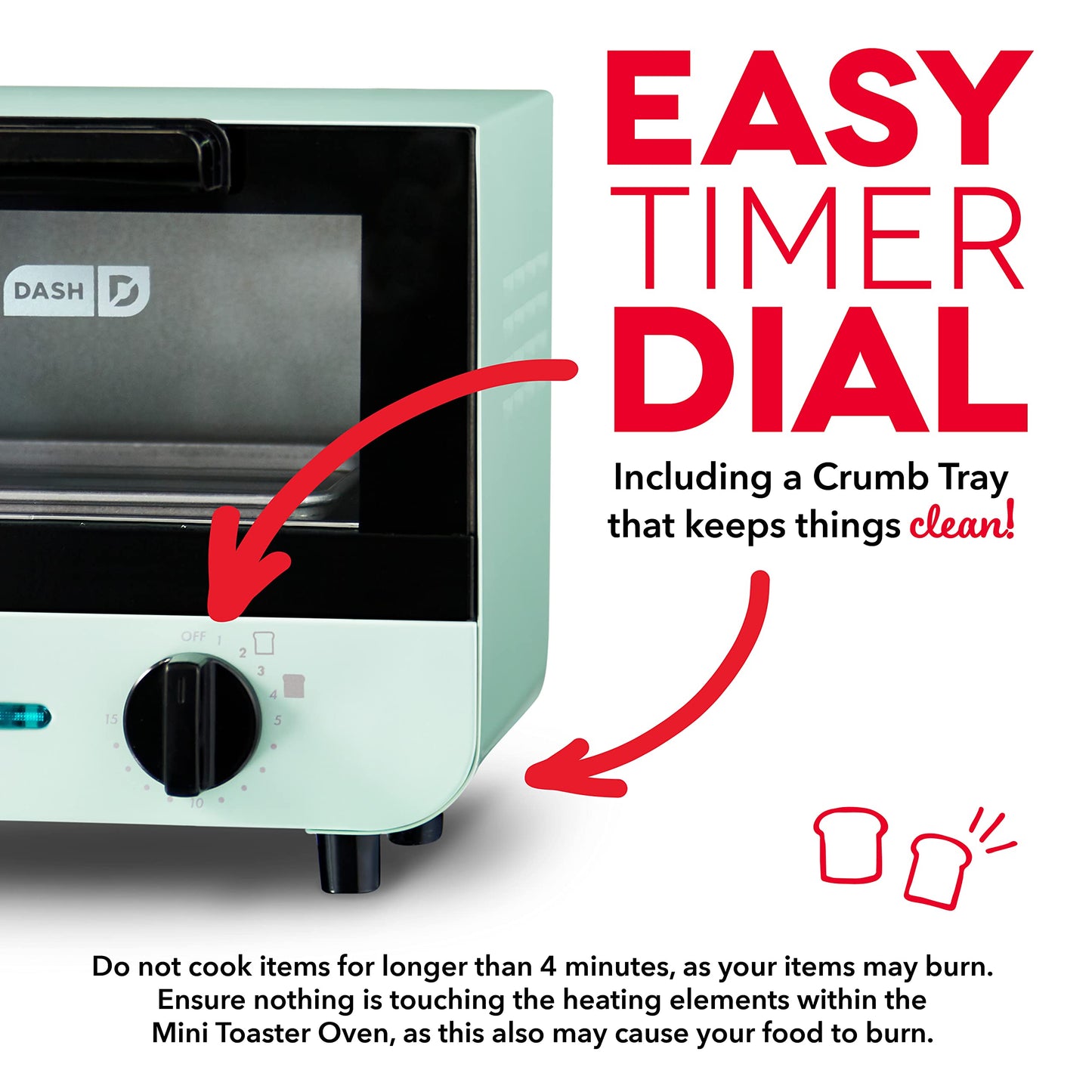 DASH - Mini tostador para pan, bagels, galletas, pizza, paninis y más con charola para hornear, estante, función de apagado automático, color aguamarina
