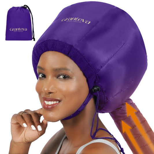 Capó secador de pelo – Gorro secador de pelo suave para el hogar – Kit de secador de pelo con diadema integrada, acelera el tiempo de secado en casa, se utiliza para acondicionamiento profundo, estilo portátil (morado)