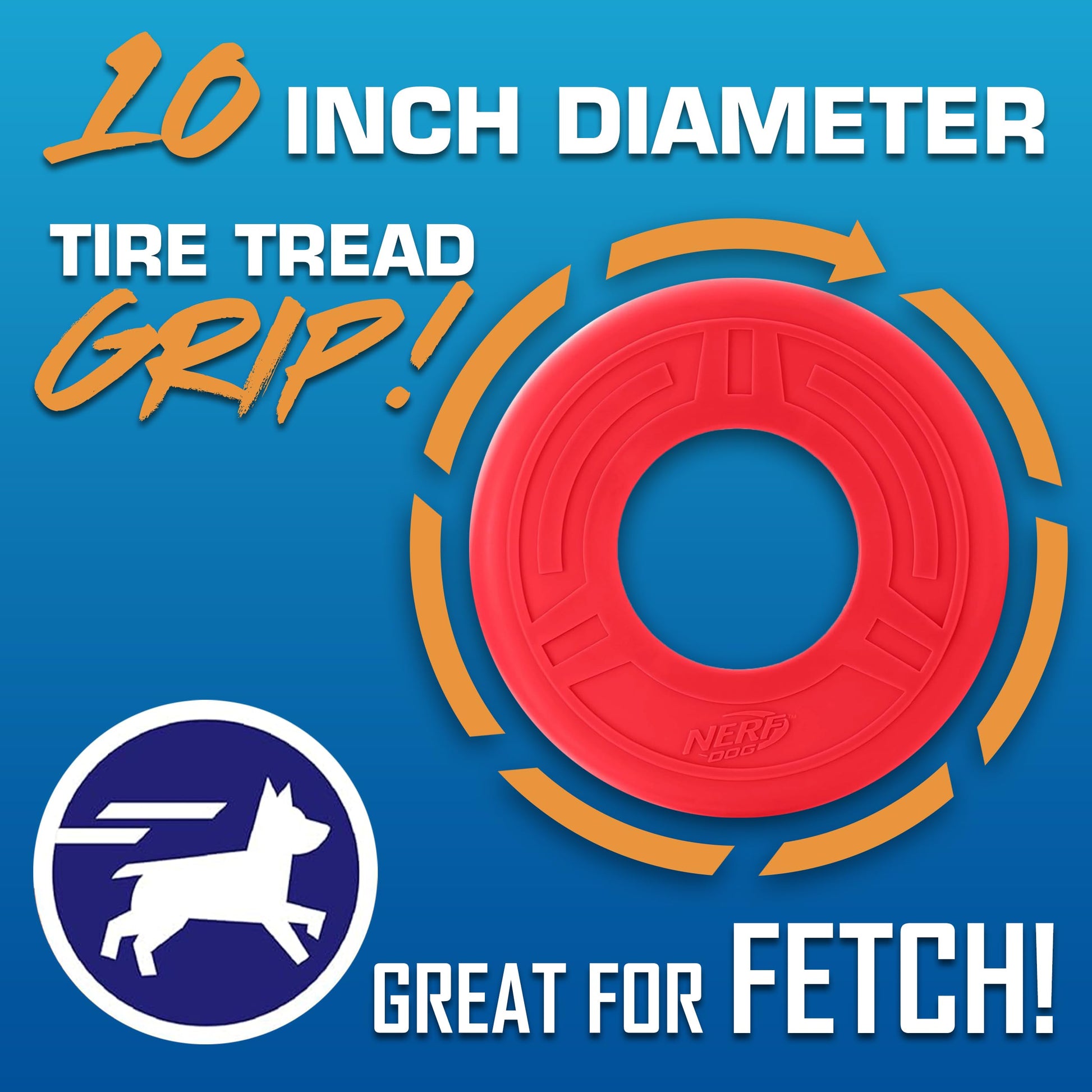 Juguete para Perro Nerf Flyer para Perro, Frisbee, Ligero, Duradero y Resistente al Agua, Ideal para Playa y Piscina, 10 Pulgadas de diámetro, para Razas Medianas/Grandes, Rojo, One-Size-for-Most