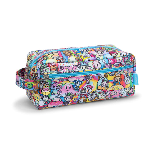 JuJuBe x tokidoki - Neceser de aseo para celebrar el 20 aniversario, bonita bolsa con cierre para mujeres y niñas, organización ideal para viajes, equipaje, escuela, trabajo, lavable a máquina