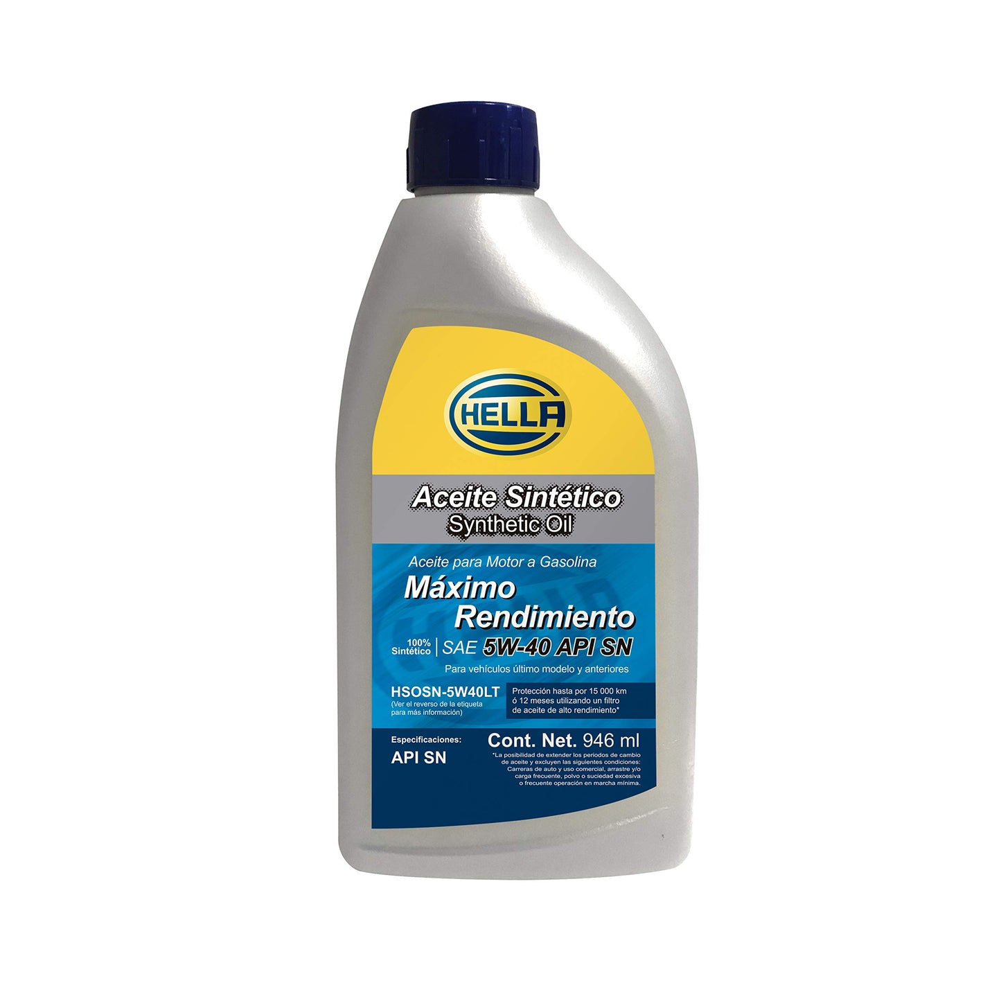 HELLA Aceite 100% Sintético Para Motor A Gasolina 5W40, 358271081, HSO-5W40, Garrafa de 5 litros, reduce desgaste, mantiene el motor limpio, no se evapora a altas temperaturas, aplica para TDI