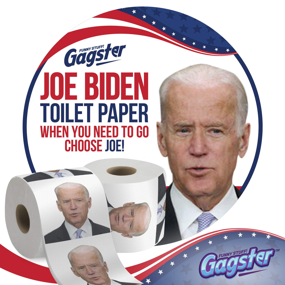 Rollo de Papel Higiénico Gagster Impresión Biden a Todo Color 3 Capas