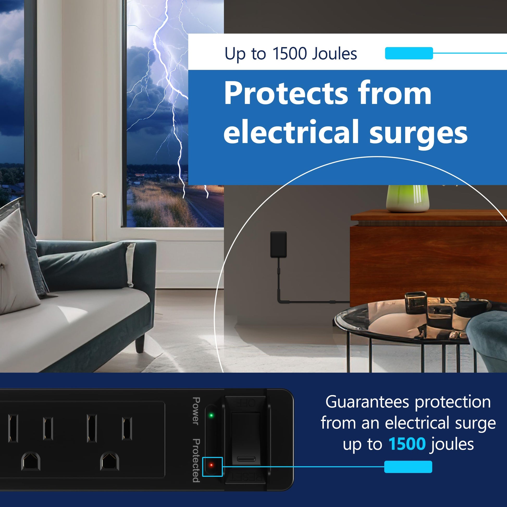 LIDER Extensor de toma protegido contra sobretensiones, tira de alimentación de 4 tomas, USB tipo A de 21 W y 2 puertos USB tipo C, enchufe de placa de pared ultrafino con extensor de cable, cara