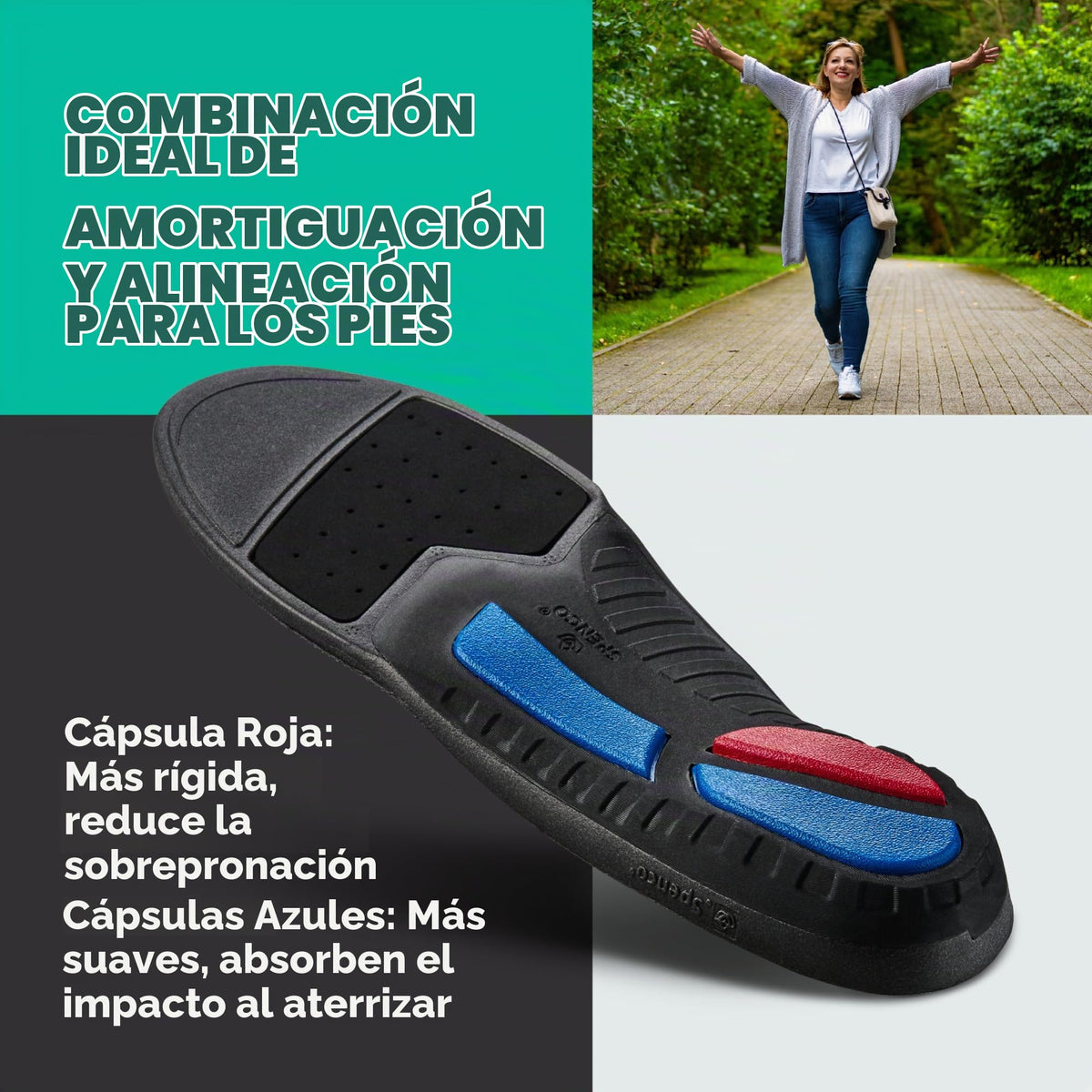 Plantillas Spenco Total Support Max Azul Negro para Hombres y Mujeres