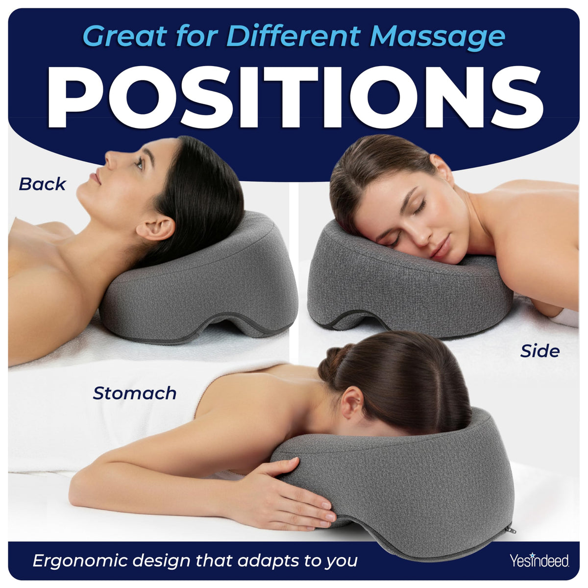Almohada Facial de Espuma Viscoelástica para Cama de Masaje Blanca con Cuna Ajustable para Cirugía y Bronceado