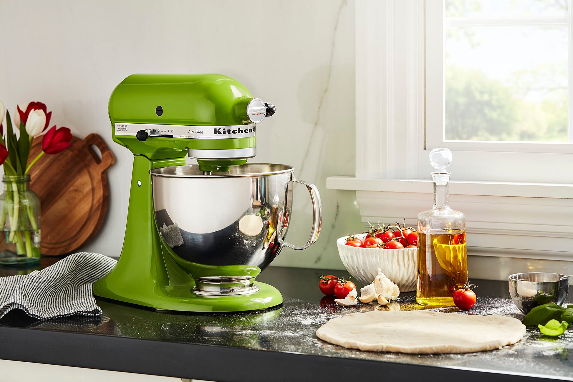 KitchenAid KSM150PSMA Artisan Series Mezclador de pie de cabeza inclinable de 5 cuartos de galón, Matcha
