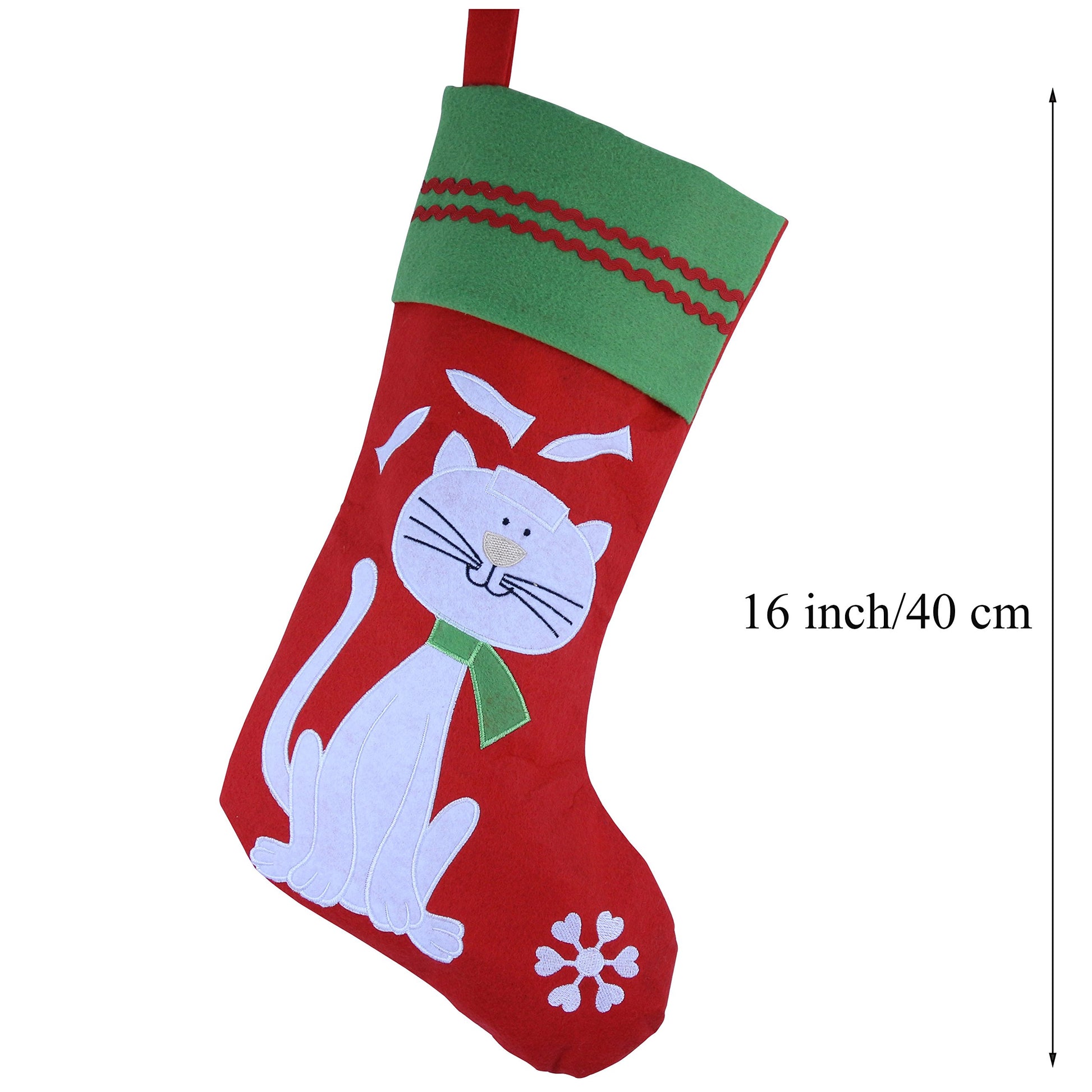 Calcetines de Navidad WEWILL Gato Bordado Mascotas 16 Pulgadas de Largo