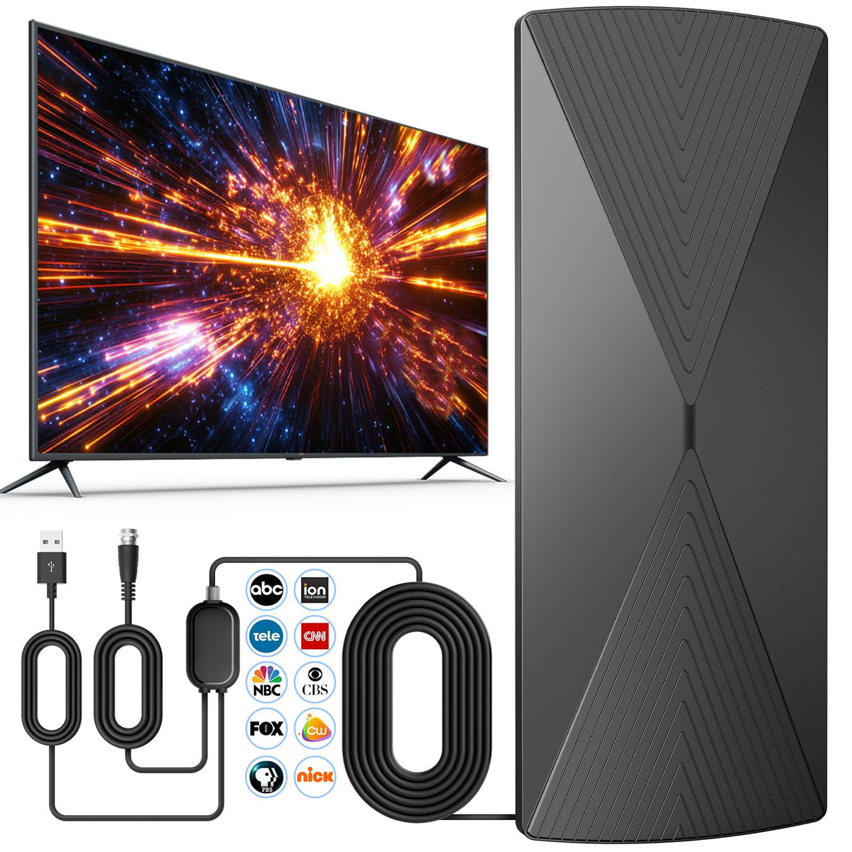 Antena de TV Digital 2026 Alta Ganancia y Largo Alcance Compatible 4K 1080P para Interiores