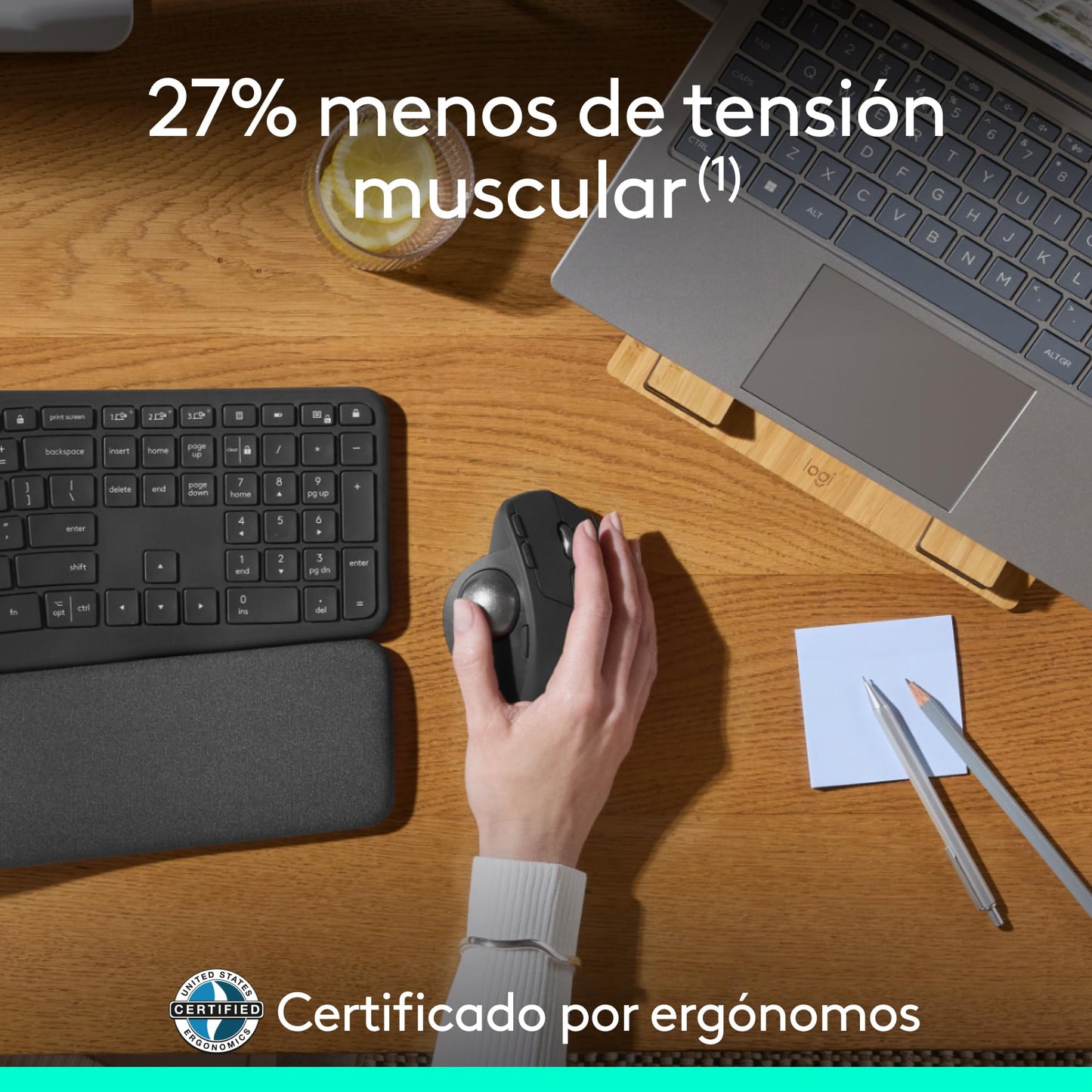 Mouse Ergonómico Inalámbrico Logitech MX Ergo Grafito con Trackball y 6 Botones Programables