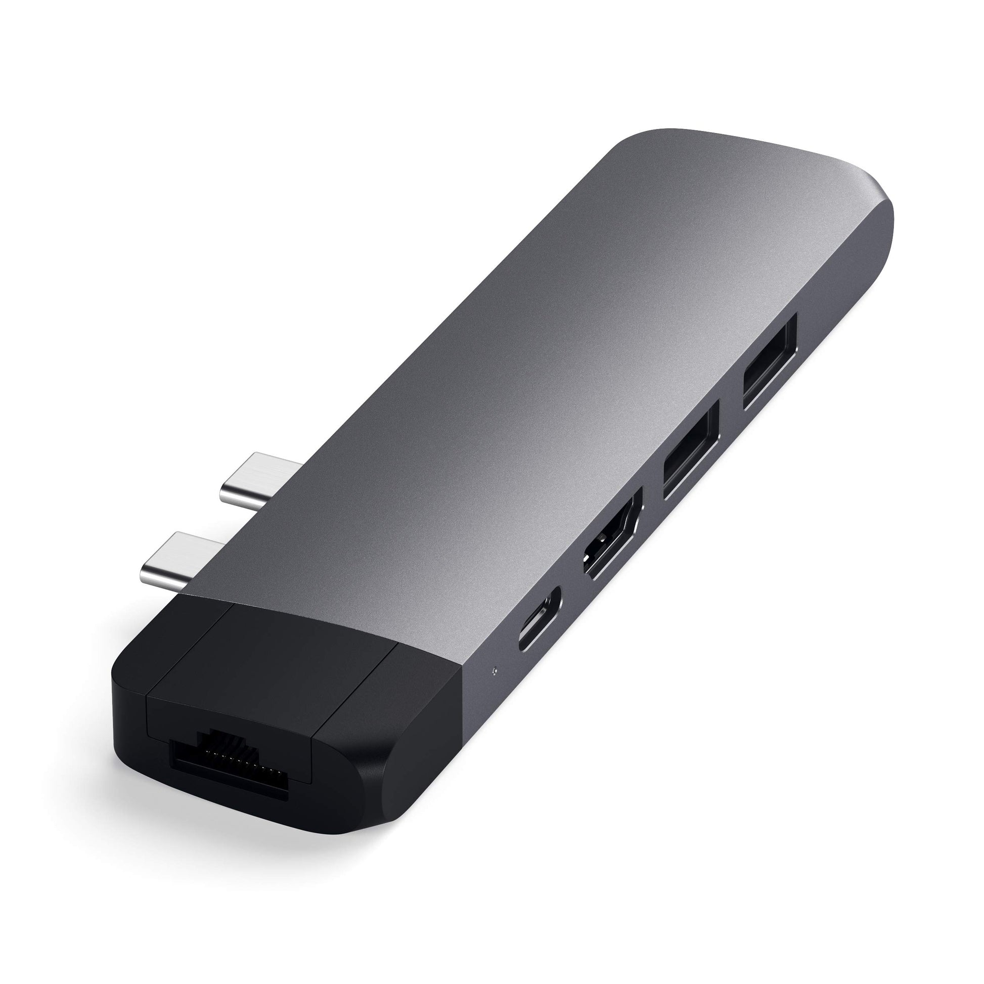 Adaptador Pro Hub Tipo-C Satechi Gris Espacial con Ethernet, 4K HDMI, USB-C PD y USB 3.0 para MacBook Pro/Air M2 M1