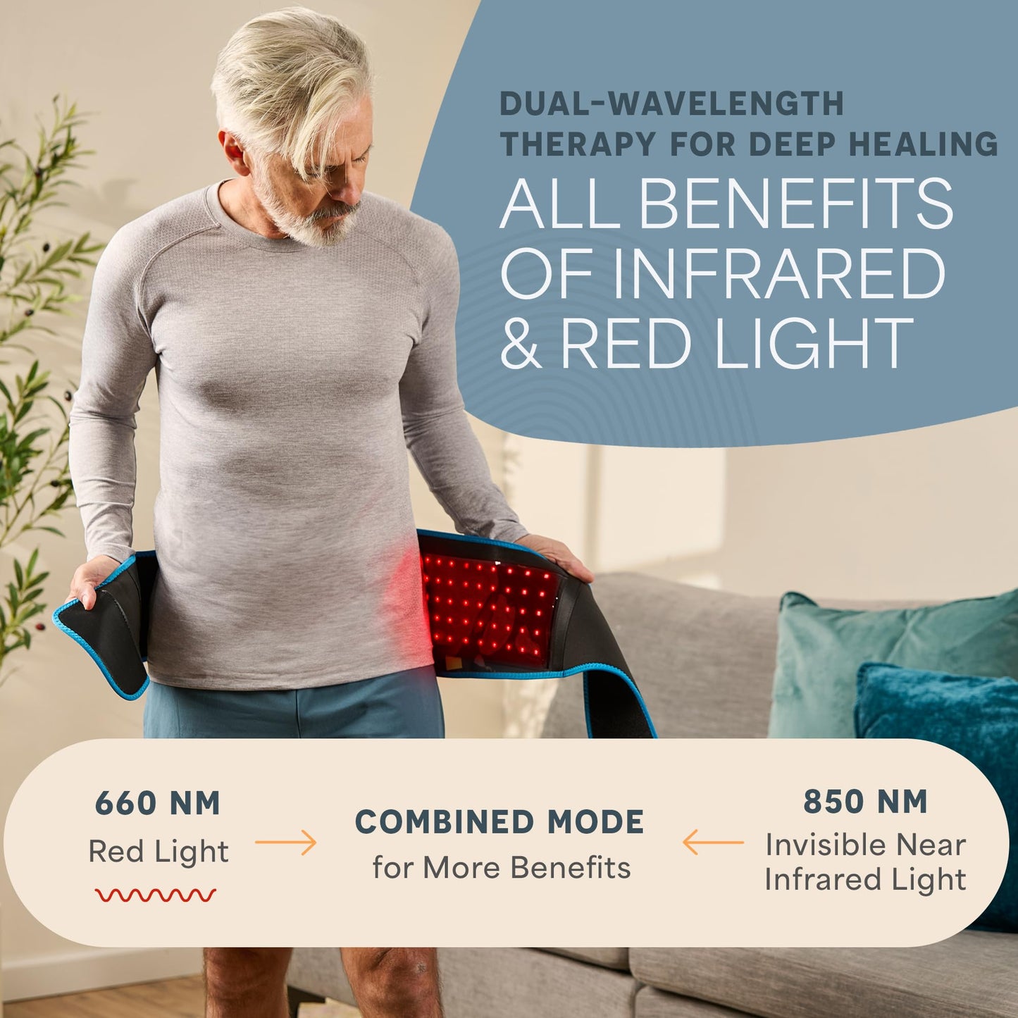 Lifepro - Cinturón de terapia de luz roja - 660 nm y 850 nm con terapia de luz infrarroja y roja cercana para cuerpo, músculos relajantes, inflamación, mejora la circulación