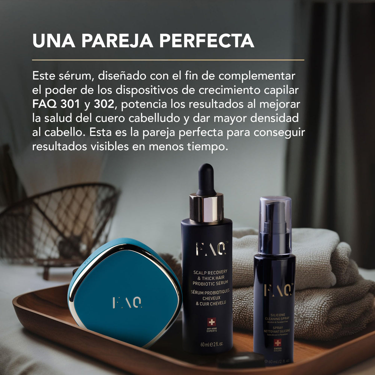 Sérum Probiótico FAQ Extracto Trébol Rojo Cica Tratamiento Reparador Cabello y Cuero Cabelludo