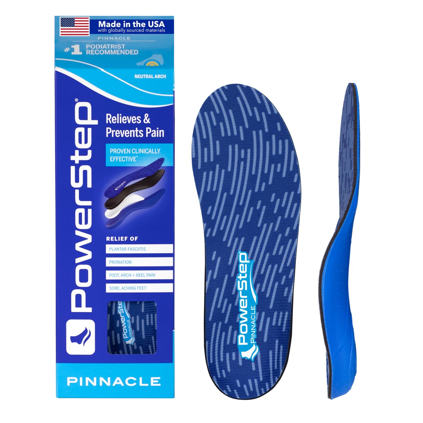Powerstep Pinnacle Insoles - Orthotics for Plantar Fasciitis & Heel Pain Relief - Full Length Orthotic Insoles For Arch Pain with Moderate Pronation - #1 Podiatrist Recommended (M 3-3.5 W 5-5.5)
