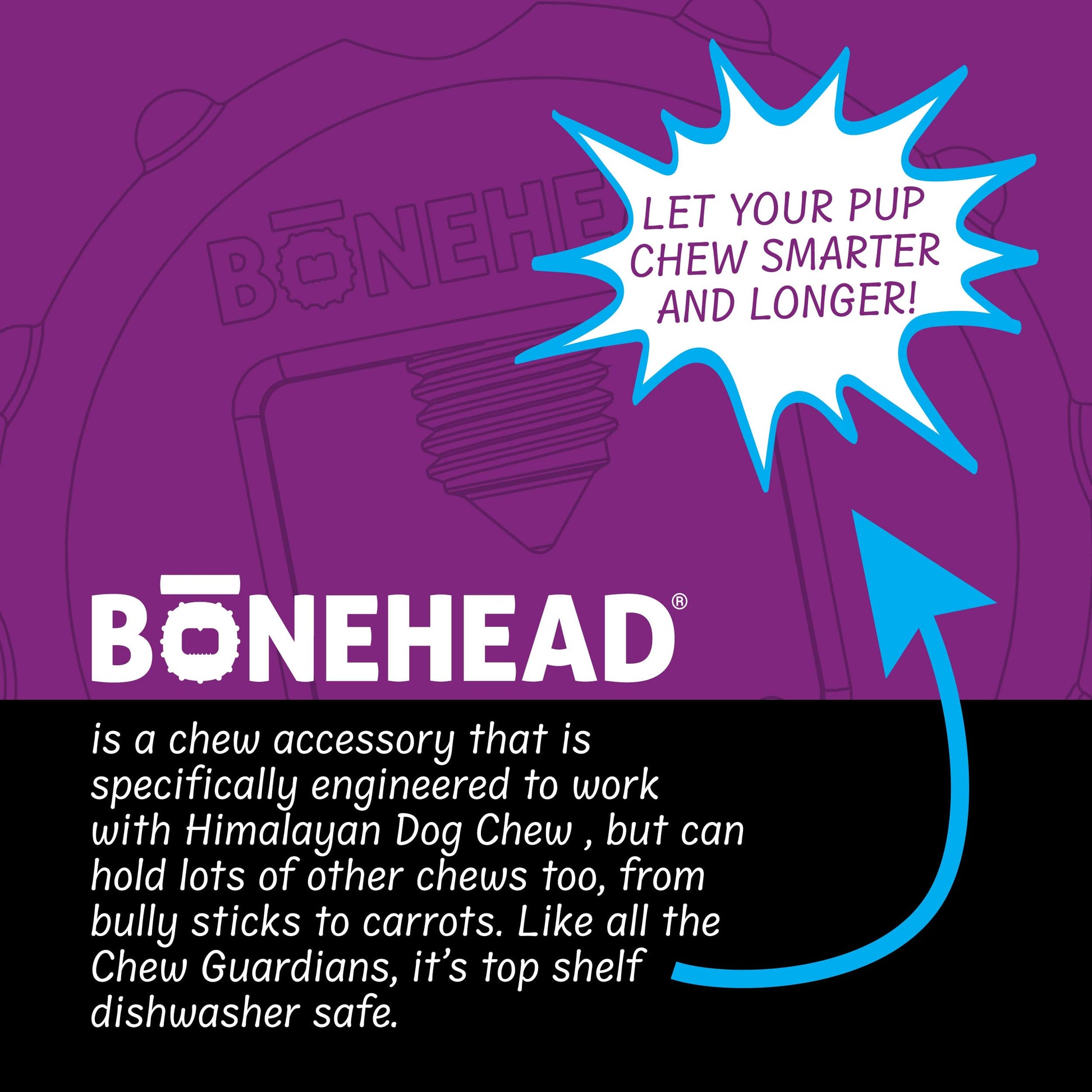 Himalayan Dog Chew Bonehead - Soporte grande para masticar perros asegura masticables para perros, masticar más inteligente y más tiempo, estimula a tu perro, sostiene masticables de yak con cierre de
