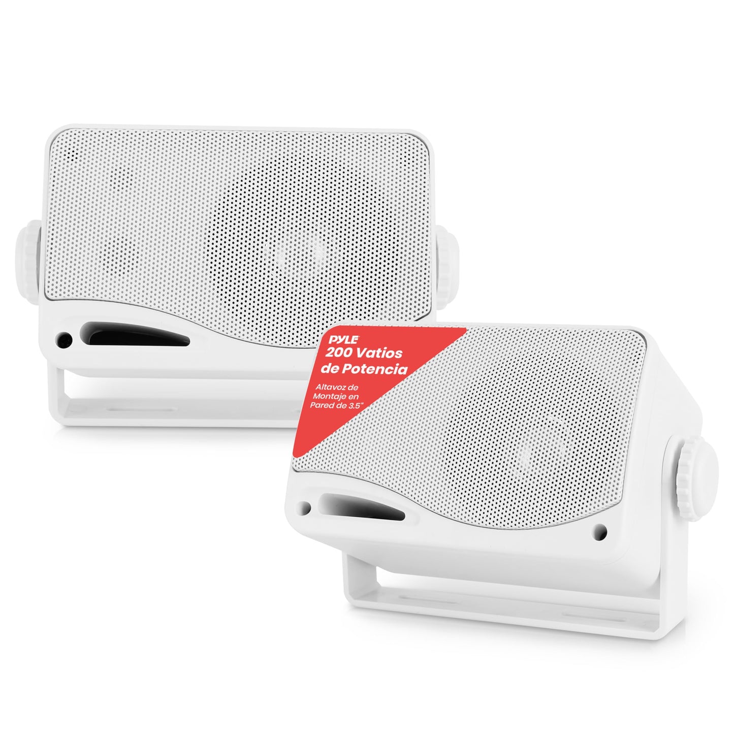 Pyle Bocinas de 3.5 Pulgadas de 3 Vías para Interiores y Exteriores, Sistema de Sonido de Pared Resistente al Agua, 200 Watts, 1 Par, Blanco