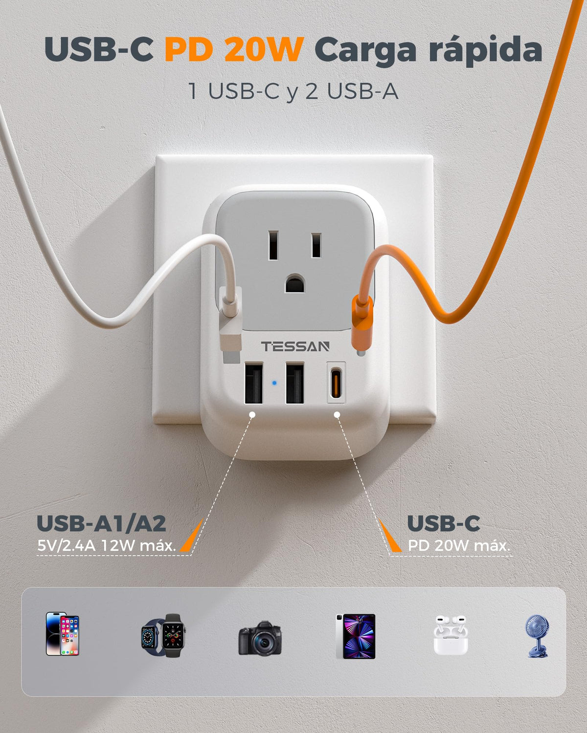 Adaptador de Viaje TESSAN Alemania Francia