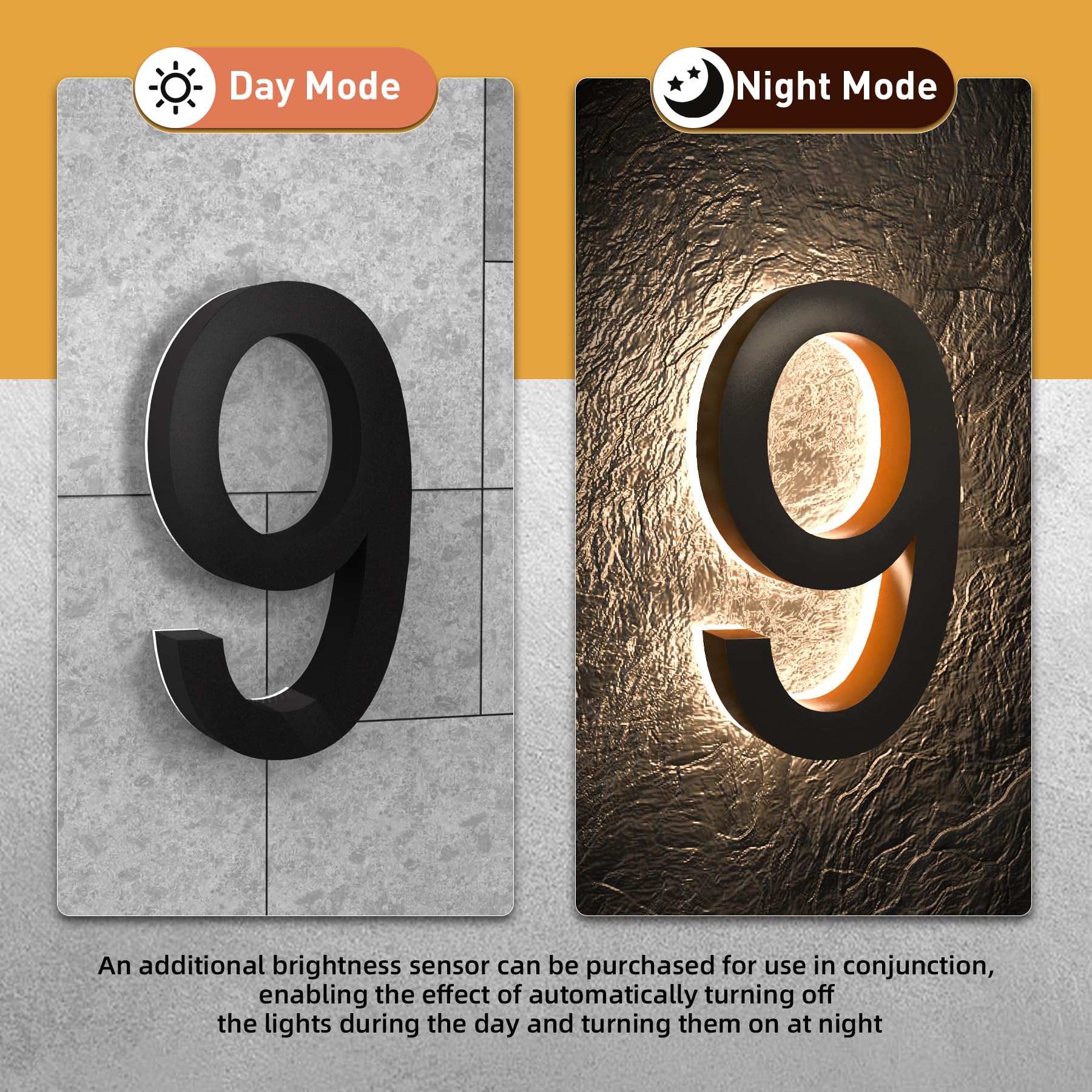 Números de Casa LED MIDIT Acero Inoxidable Retroiluminados 8 Pulgadas Moderno