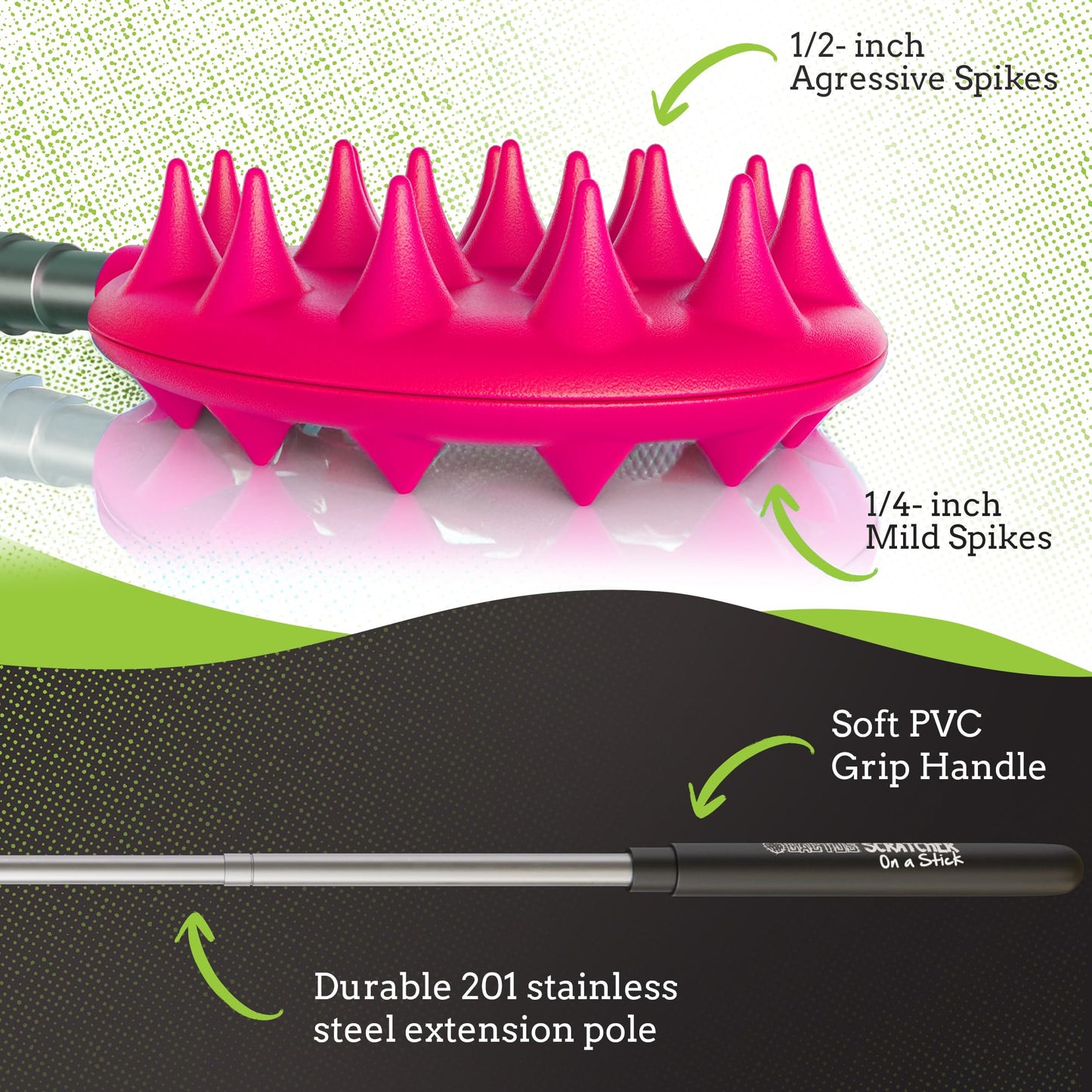 Rascador de Espalda Cactus Plástico Retráctil Compacto 25 Pulgadas 5 Secciones 16 Pinchos