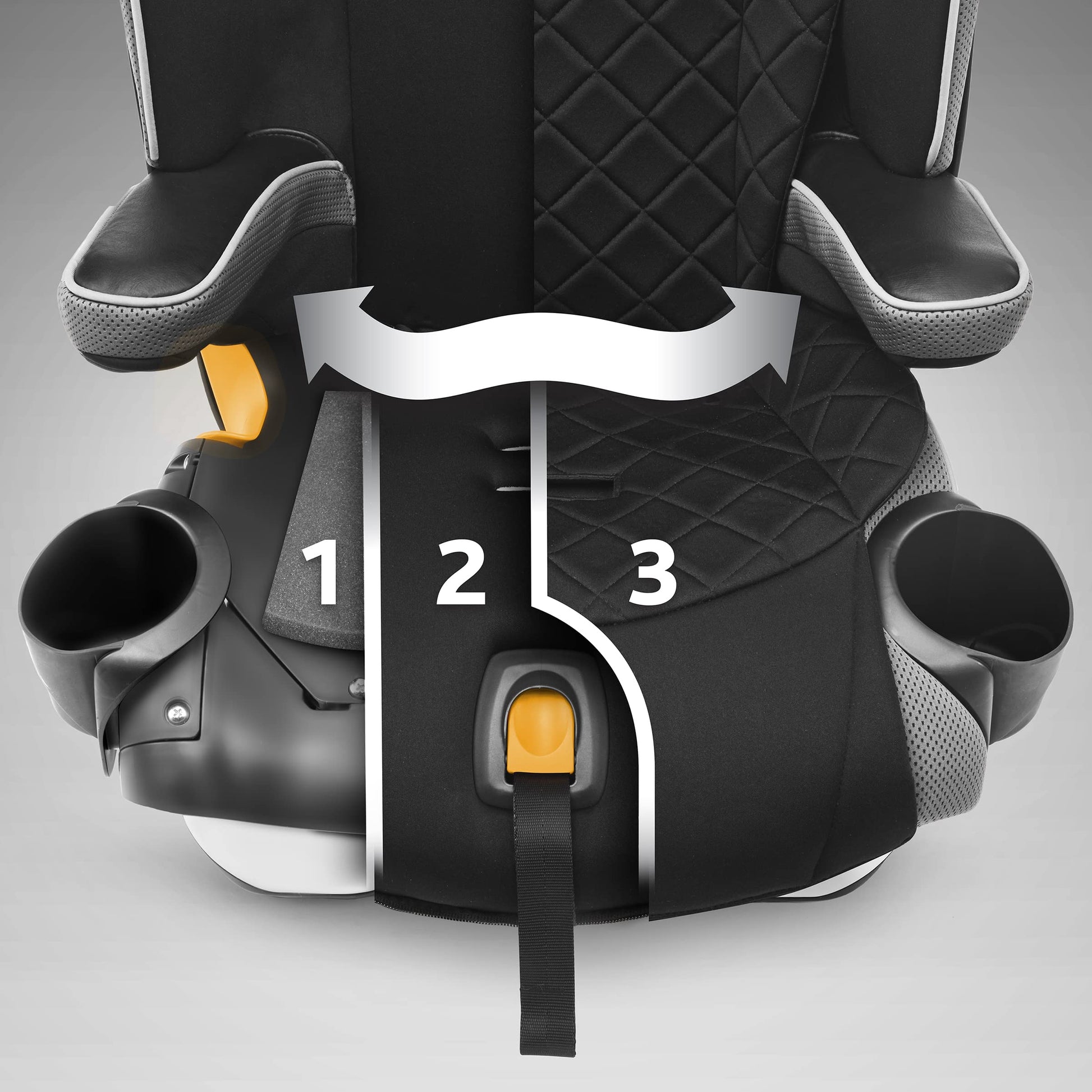 Chicco MyFit® Arnés con cierre + asiento de coche elevador, arnés de 5 puntos y asiento elevador de respaldo alto, tela con cierre y lavado, para niños de 25 a 100 libras. | Nightfall/Black
