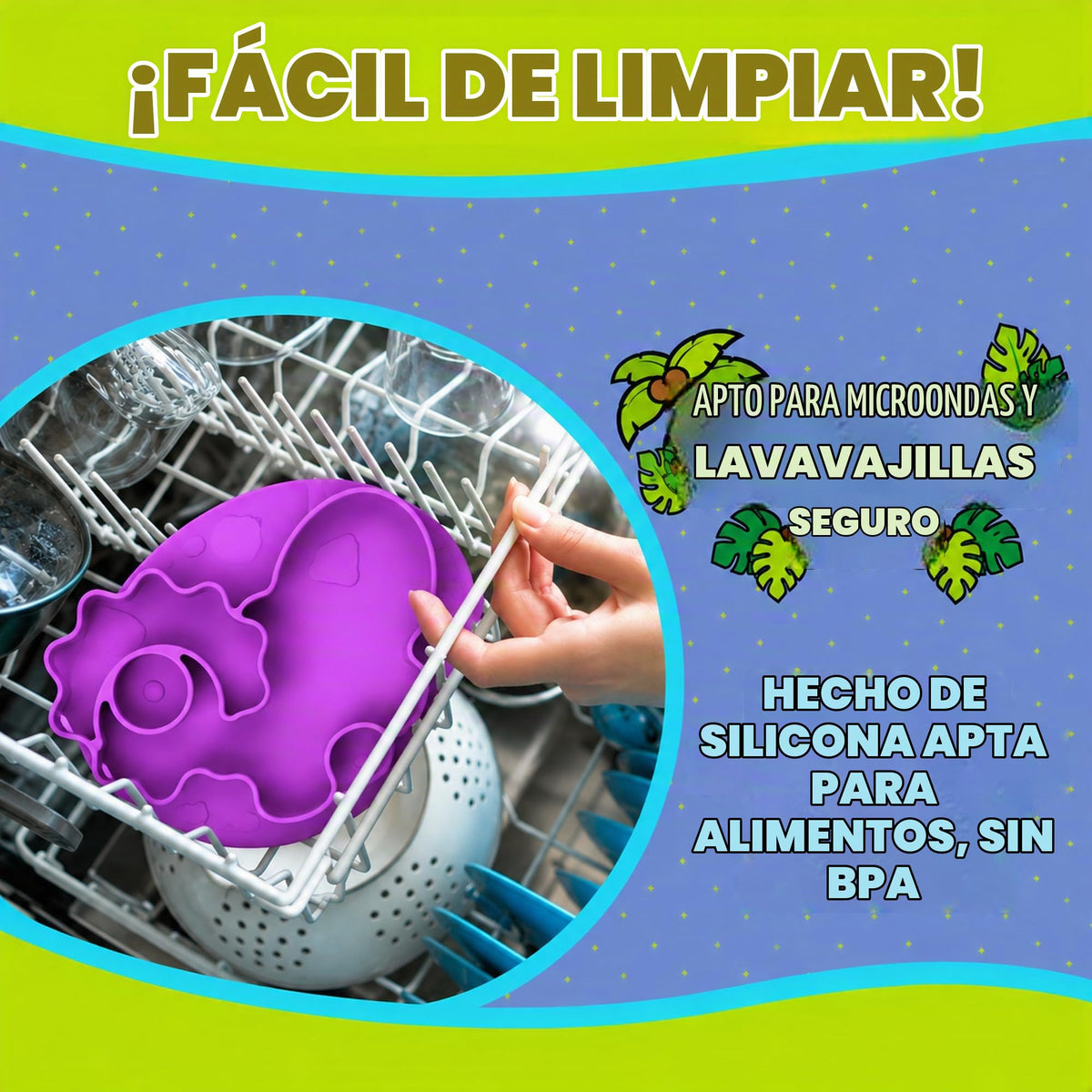 Platos divididos antideslizantes de silicona para niños pequeños, 3 diseños divertidos (león, overol, elefante), compartimentos grandes para un fácil entrenamiento de alimentos, irrompible para