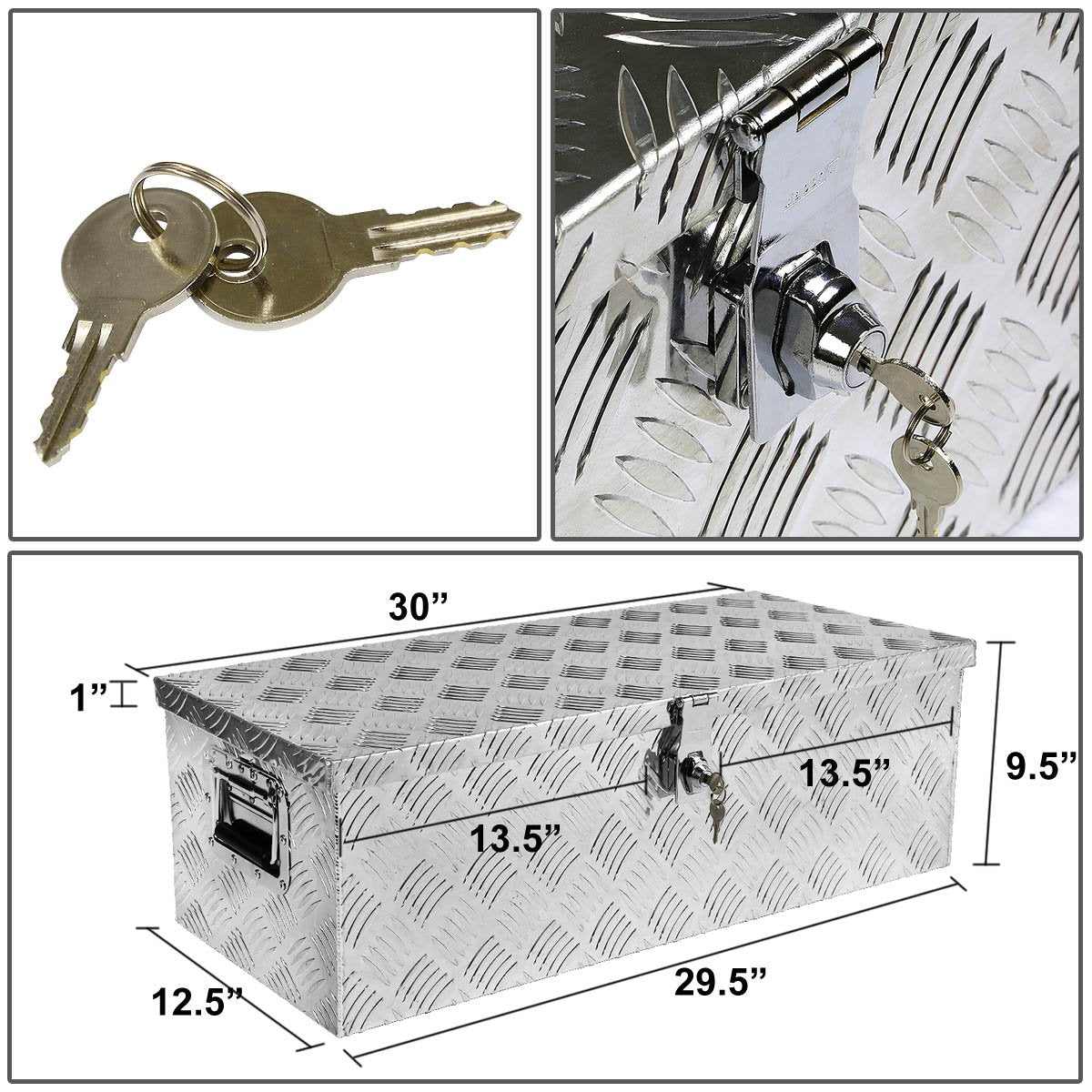 DNA Motoring TBOX-T1-30-ALU - Cama trasera para camión, caja de herramientas de almacenamiento de aluminio