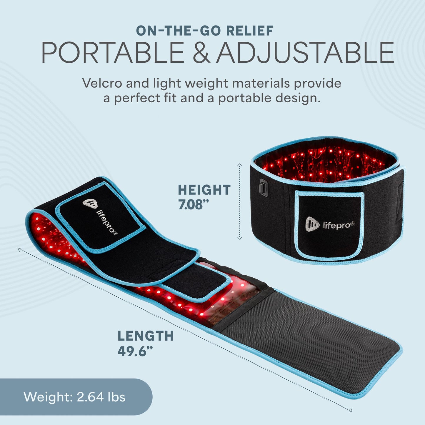 Lifepro - Cinturón de terapia de luz roja - 660 nm y 850 nm con terapia de luz infrarroja y roja cercana para cuerpo, músculos relajantes, inflamación, mejora la circulación